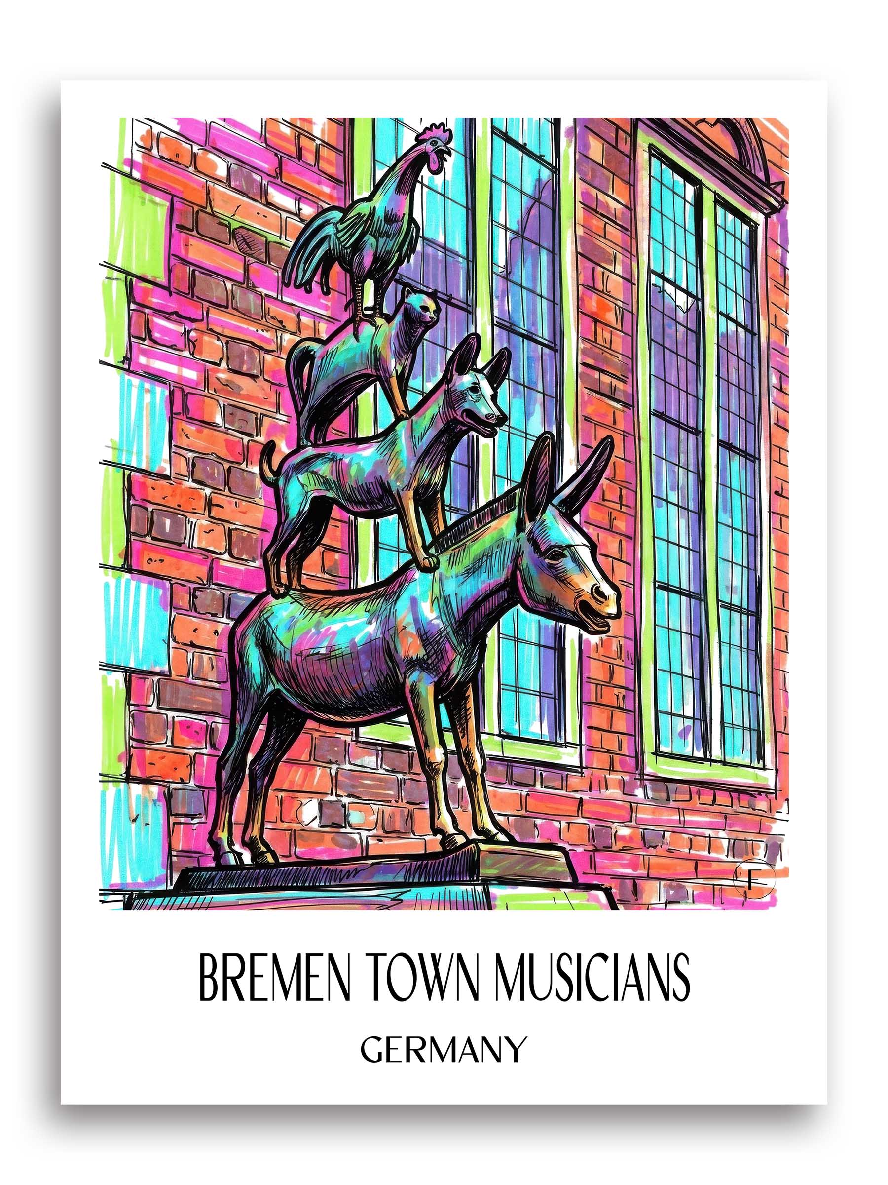 Bremer Stadtmuskanten Poster - - Deutschland Kunstdruck - Tag Graffiti von A4 bis A1