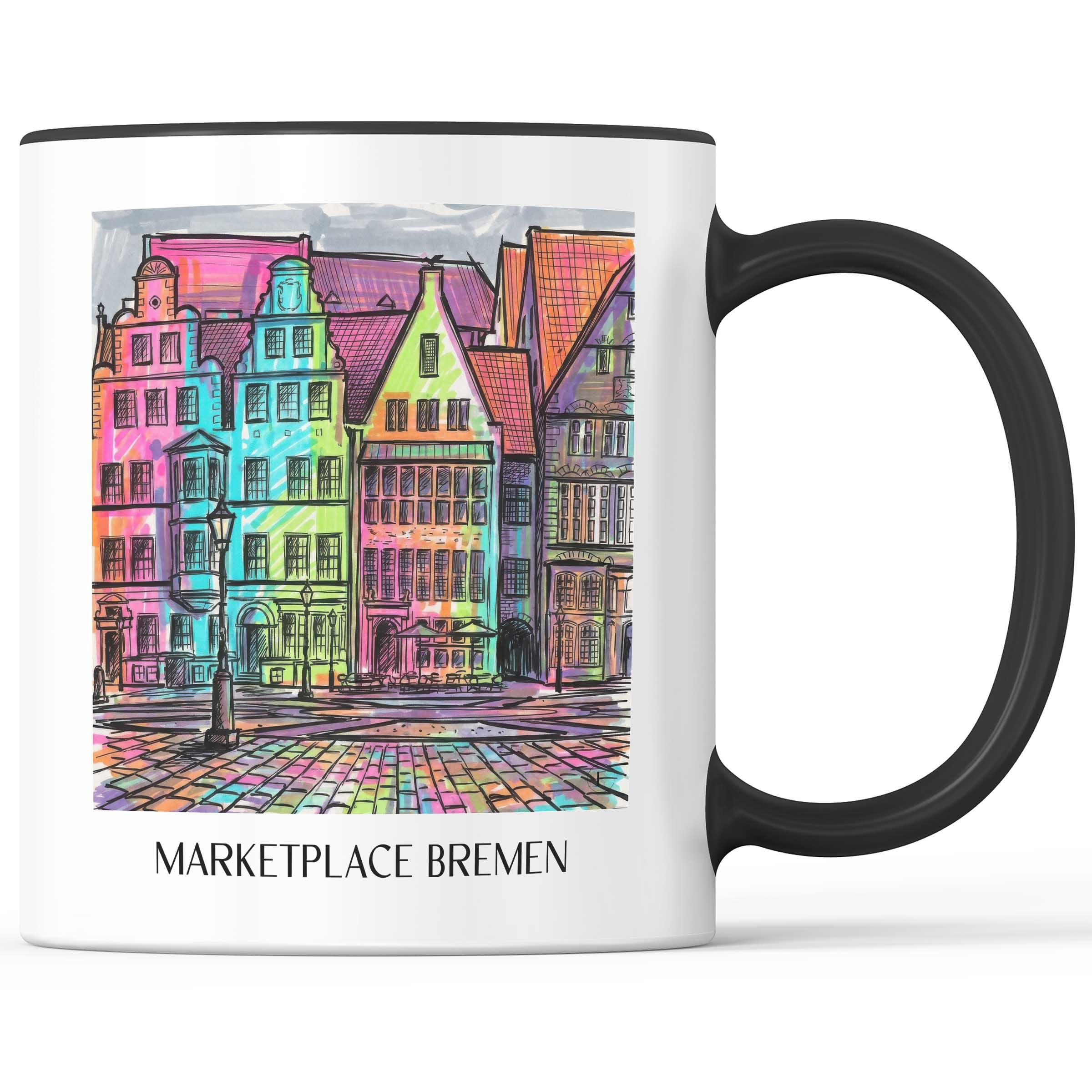 Marktplatz Kaffeebecher - Bremen - Deutschland Becher - Kaffeetasse im Tag Graffiti Stil