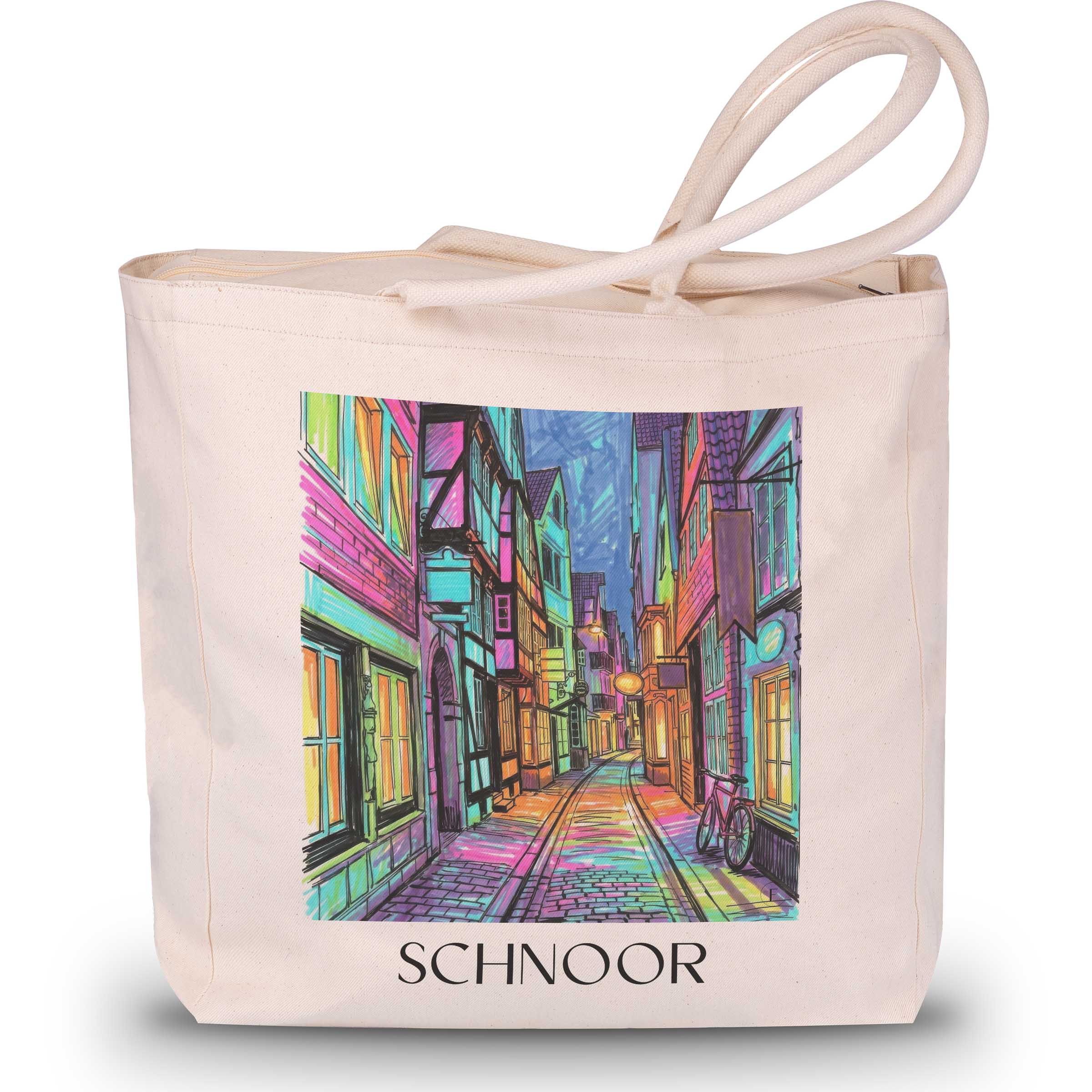 Schnoor Shopping Tasche - Bremen - Deutschland Tote Bag - Einkaufstasche im Tag Graffiti Stil
