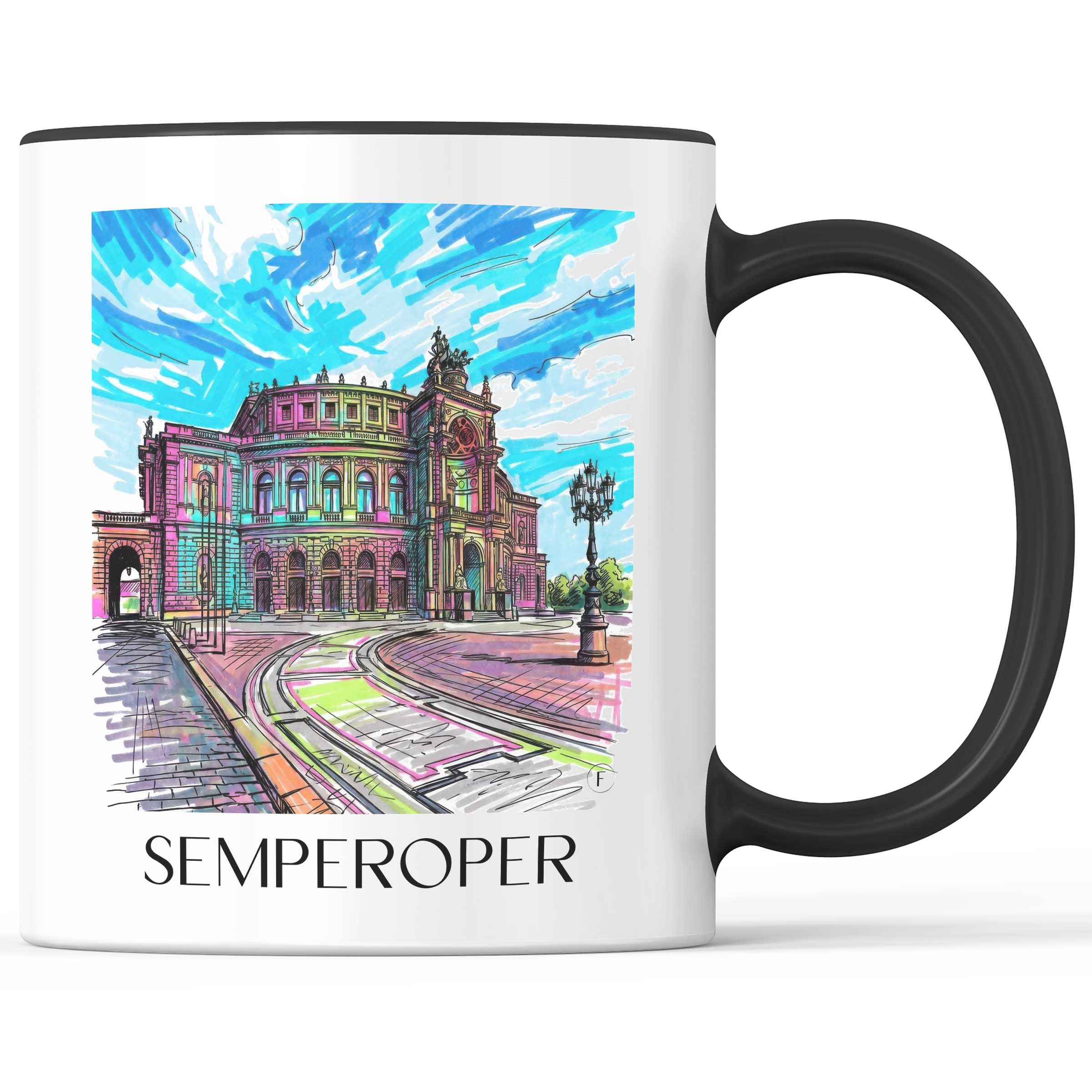 Semperoper Kaffeebecher - Dresden - Deutschland Becher - Kaffeetasse im Tag Graffiti Stil