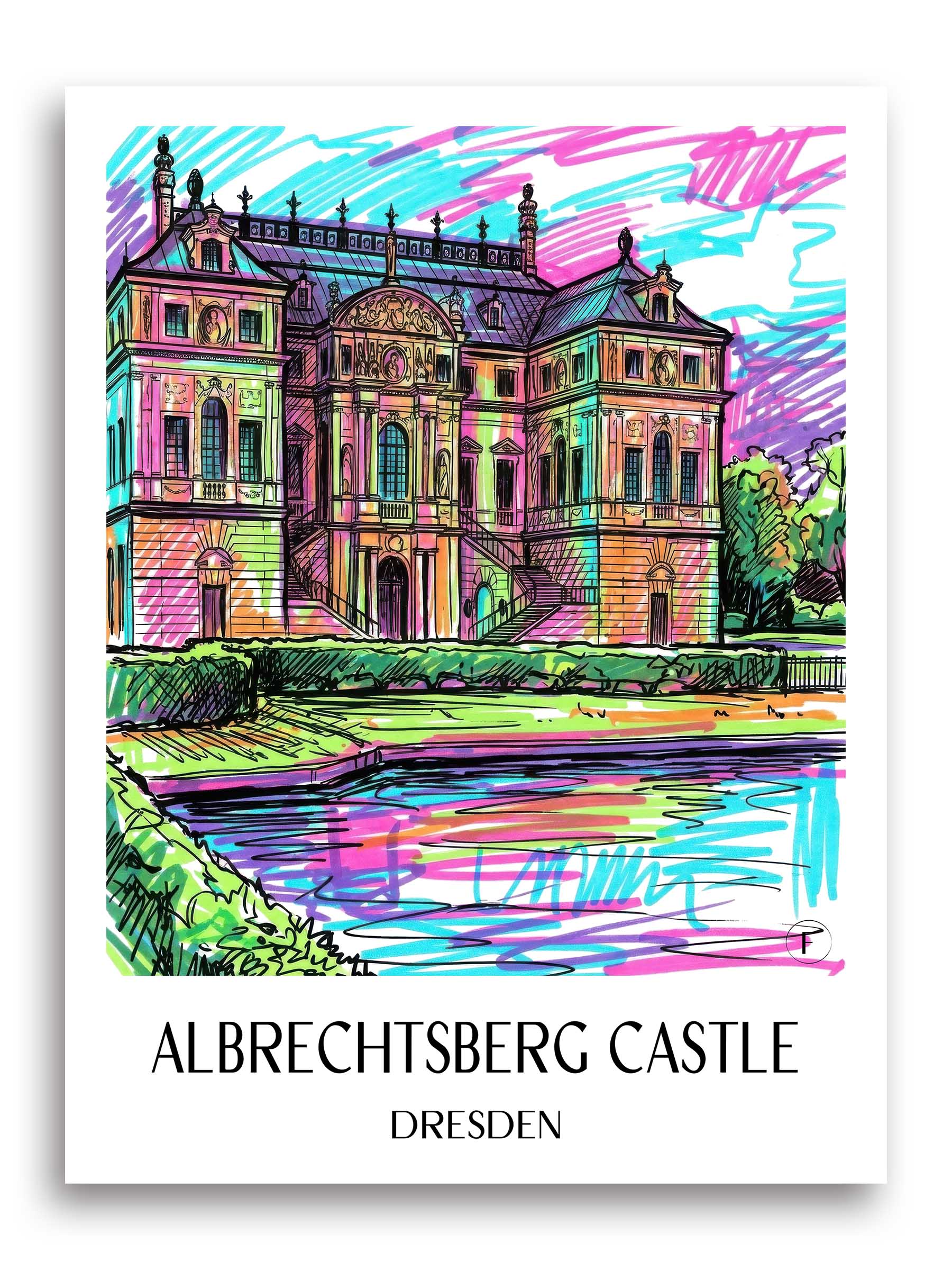 Schloss Albrechtsberg Poster - Dresden - Deutschland Kunstdruck - Tag Graffiti von A4 bis A1