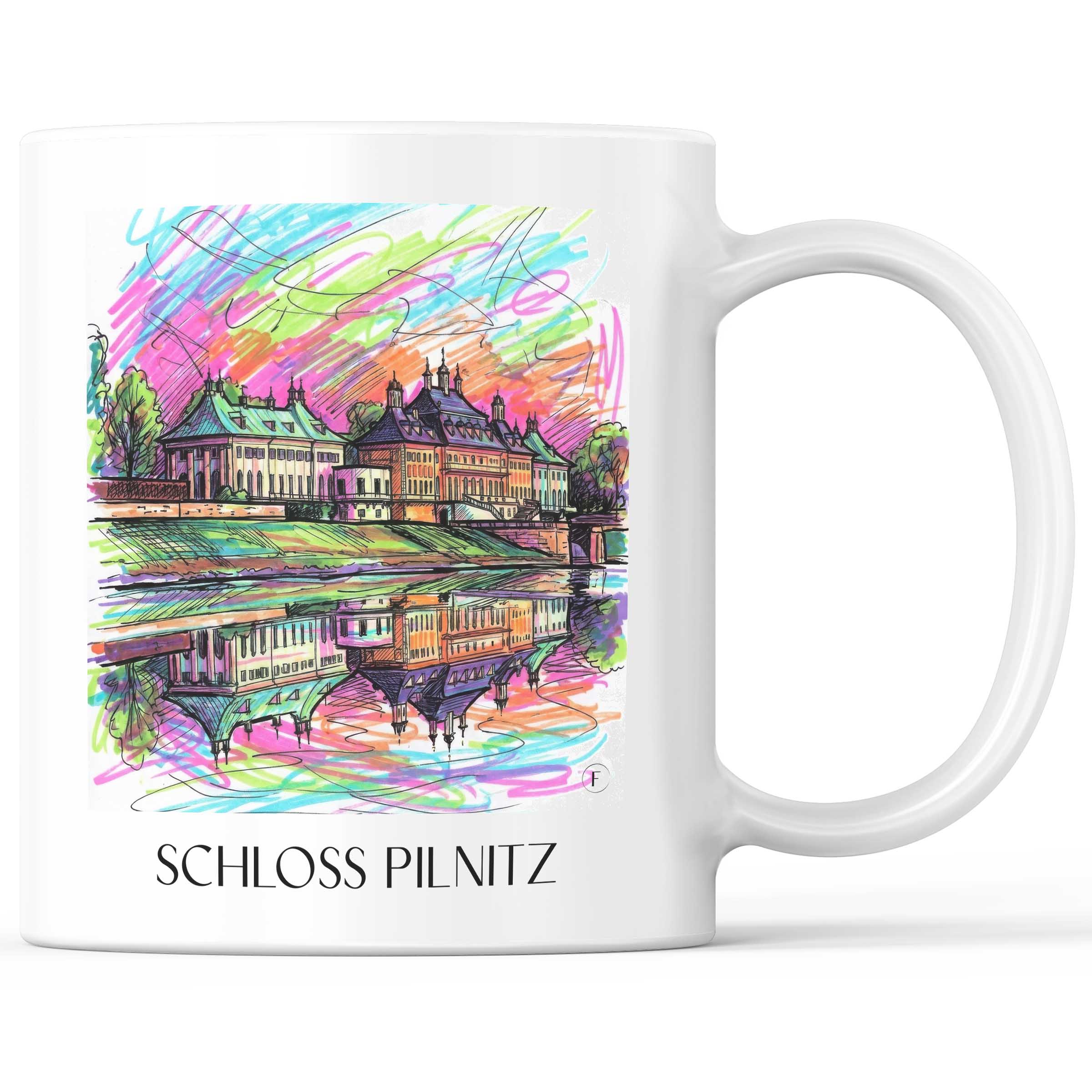Schloss Pilnitz Kaffeebecher - Dresden - Deutschland Becher - Kaffeetasse im Tag Graffiti Stil