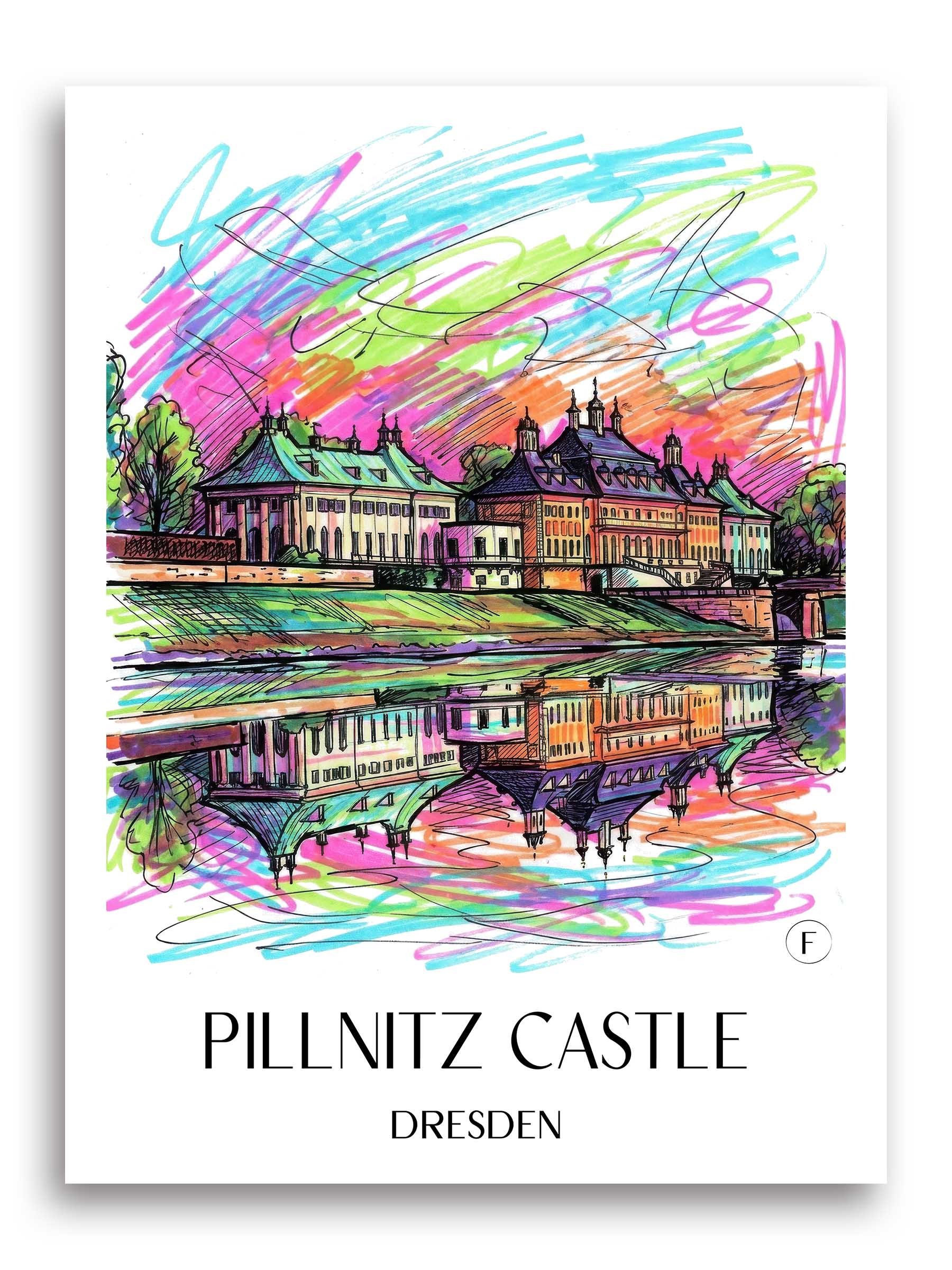 Schloss Pilnitz Poster - Dresden - Deutschland Kunstdruck - Tag Graffiti von A4 bis A1