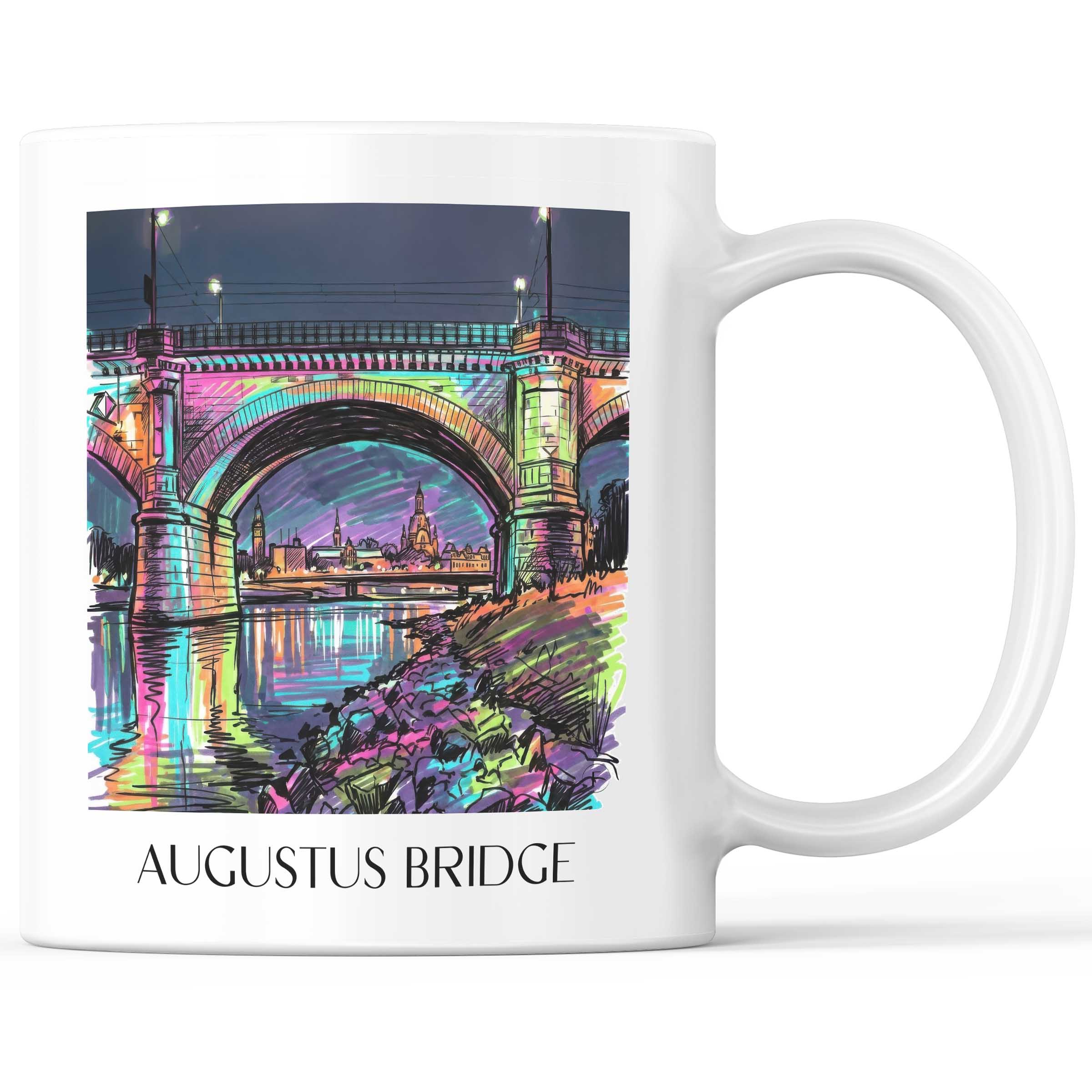 Augustusbrücke Kaffeebecher - Dresden - Deutschland Becher - Kaffeetasse im Tag Graffiti Stil