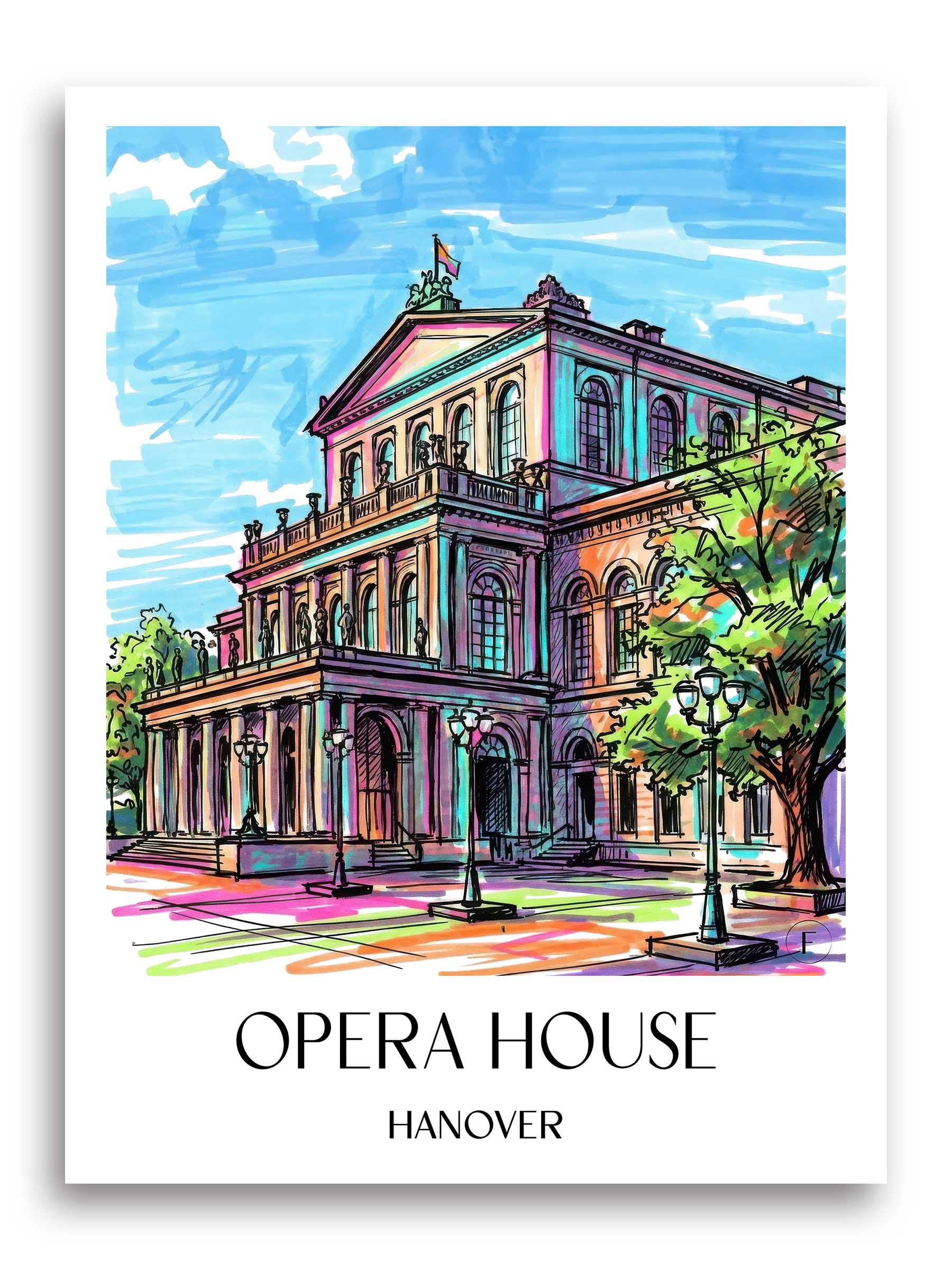 Opernhaus Poster - Hannover - Deutschland Kunstdruck - Tag Graffiti von A4 bis A1