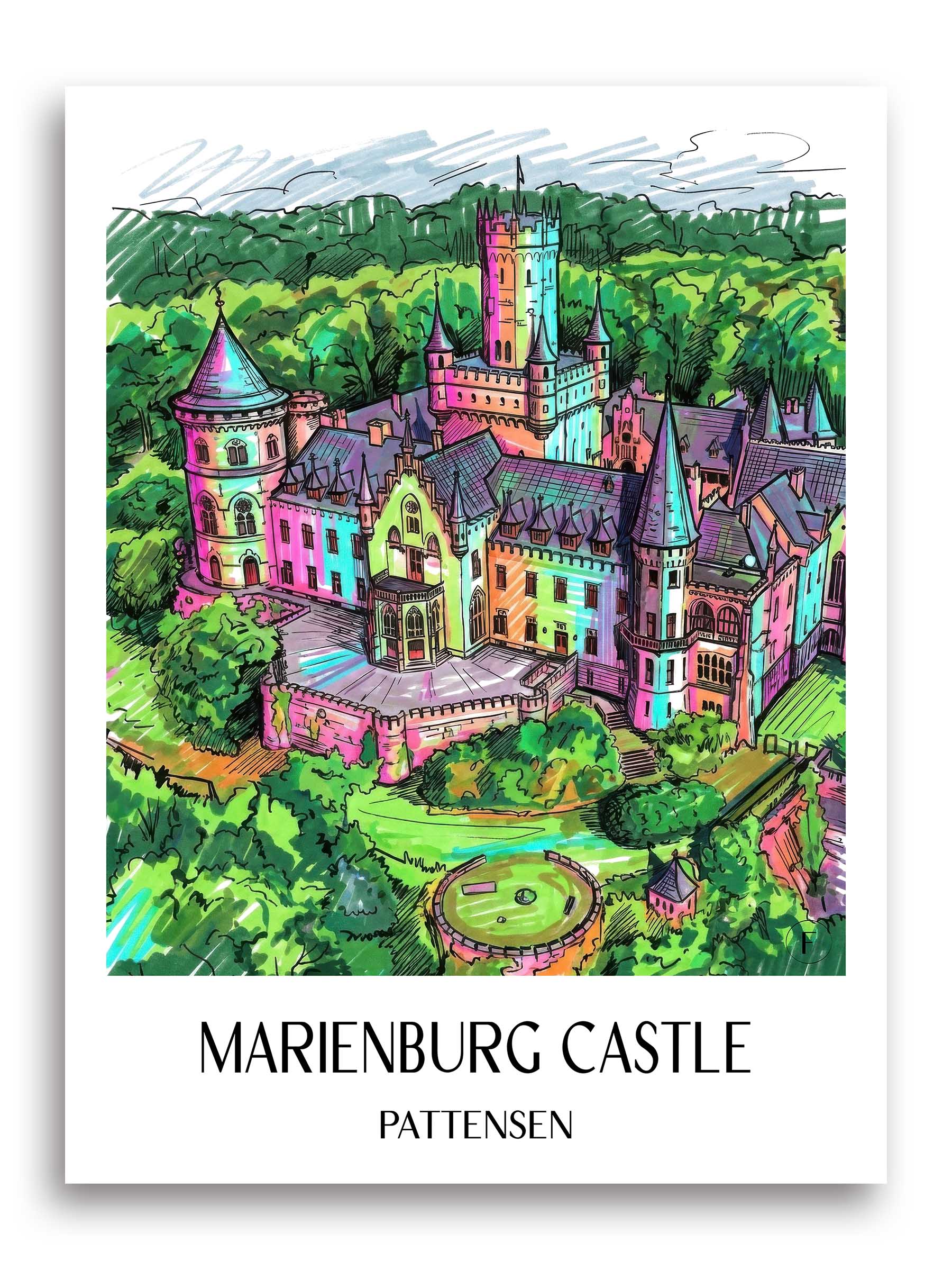 Schloss Marienburg Poster - Pattensen - Deutschland Kunstdruck - Tag Graffiti von A4 bis A1