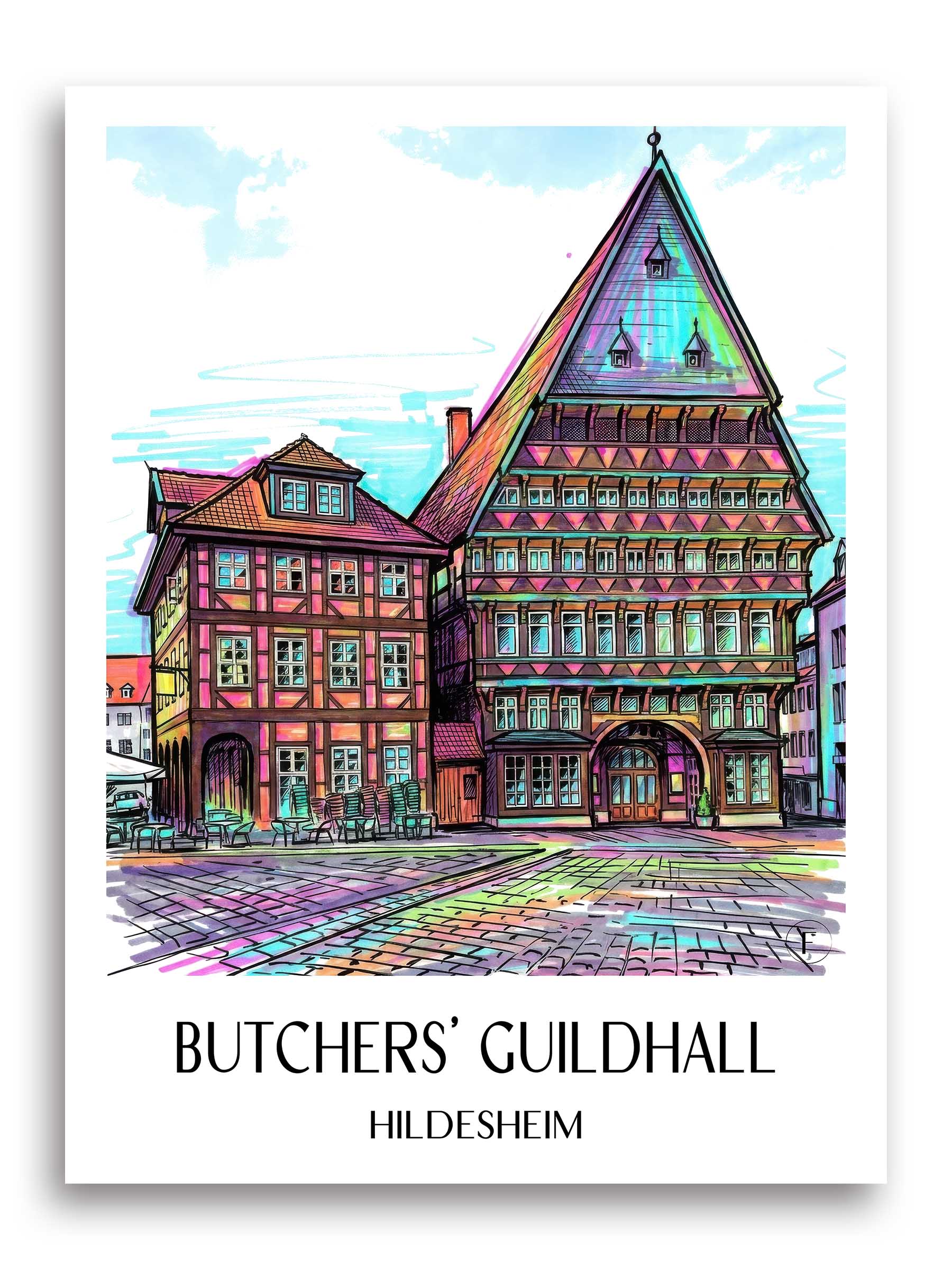 Knochenhaueramtshaus Poster - Hildesheim - Deutschland Kunstdruck - Tag Graffiti von A4 bis A1
