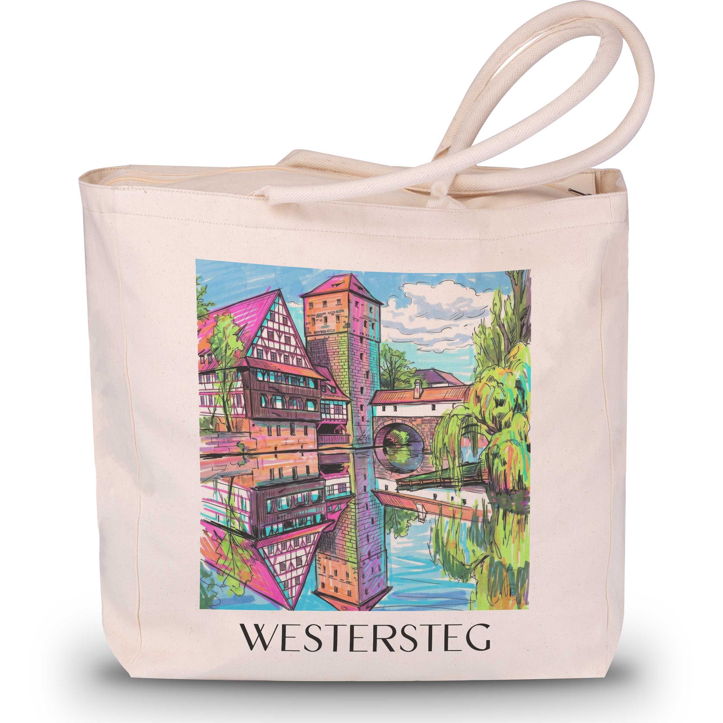 Westersteg Shopping Tasche - Nürnberg - Deutschland Tote Bag - Einkaufstasche im Tag Graffiti Stil
