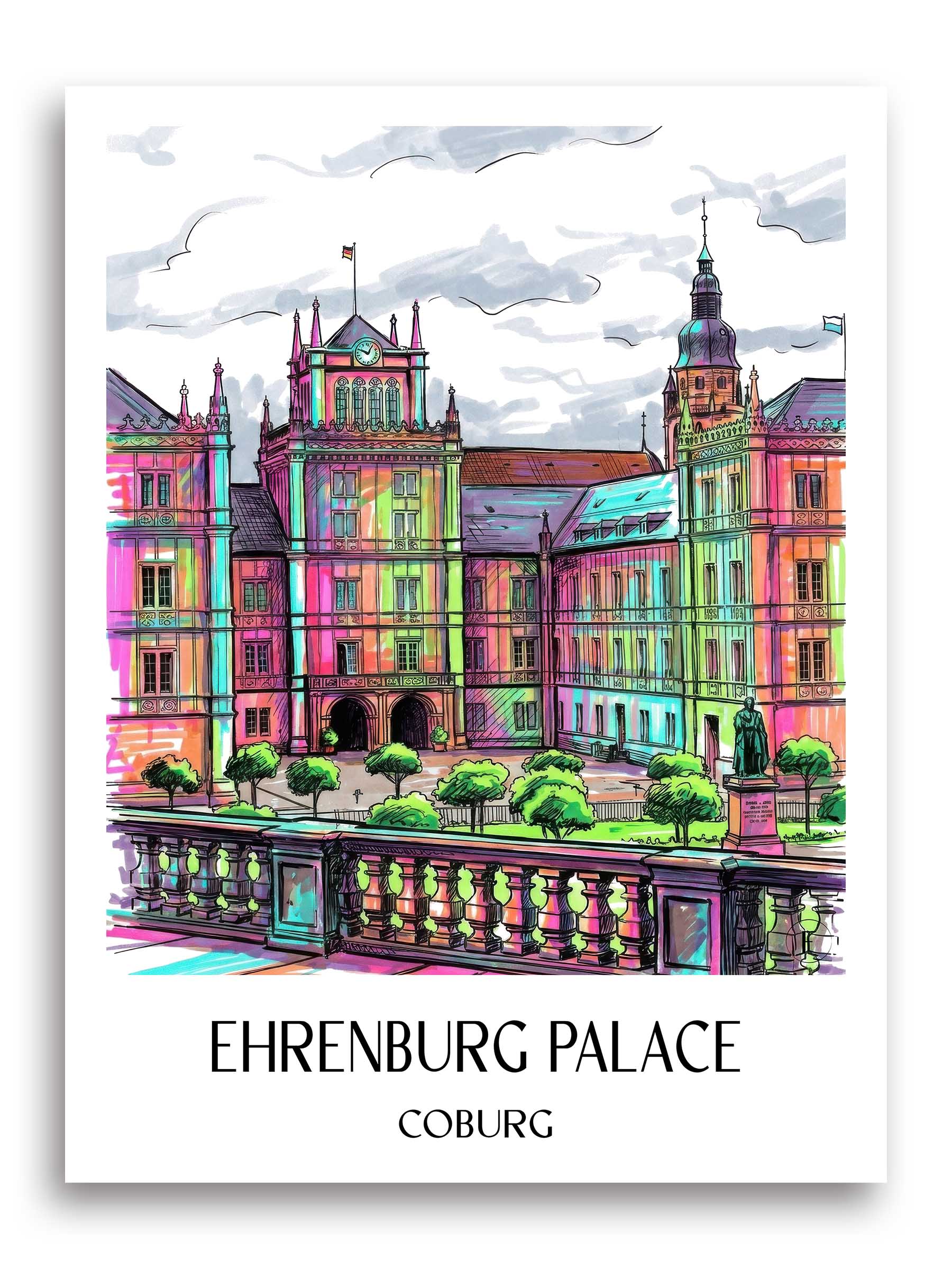 Schloss Ehrenburg Poster - Coburg - Deutschland Kunstdruck - Tag Graffiti von A4 bis A1