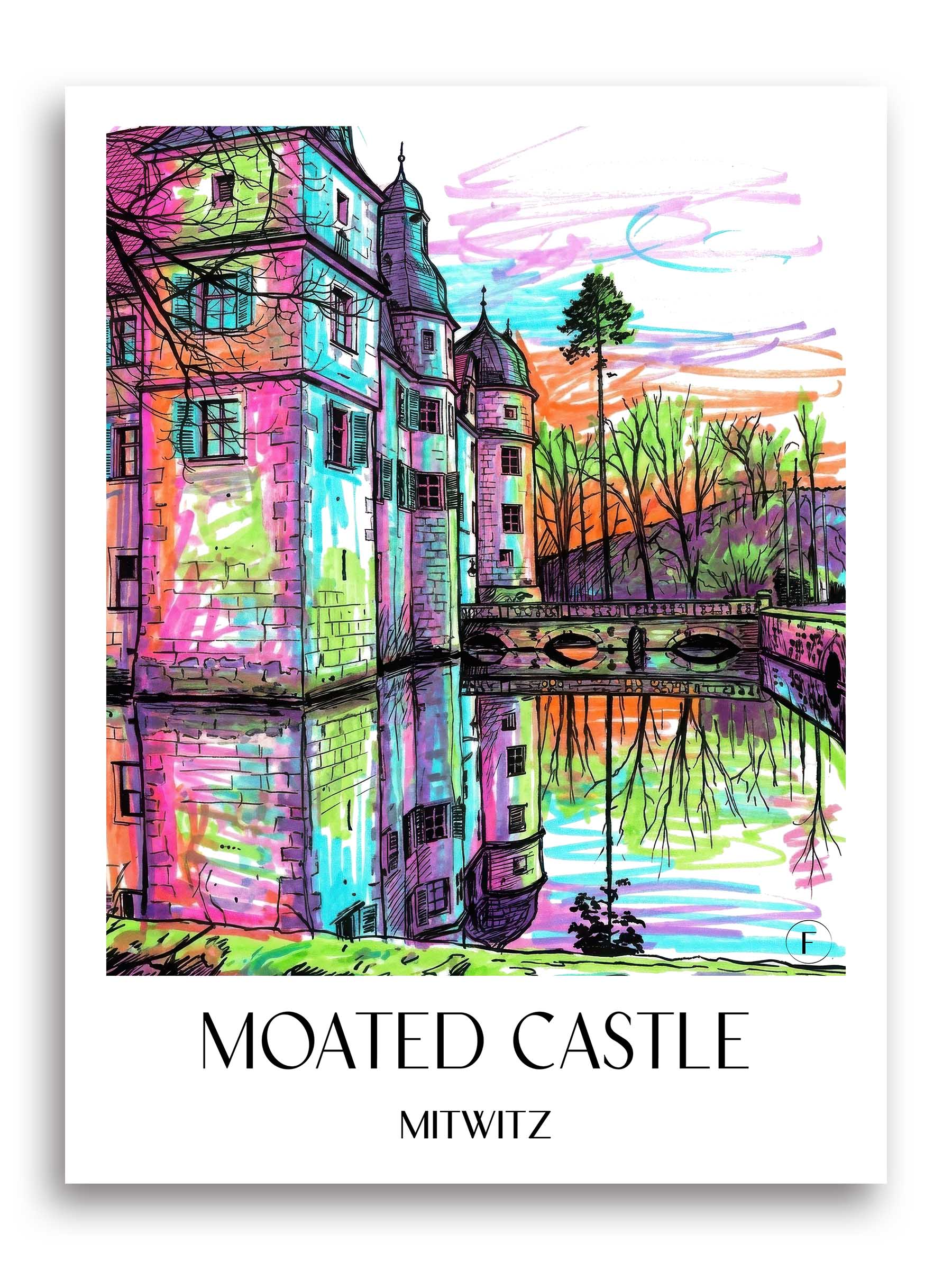 Wasserschloss Poster - Mitwitz - Deutschland Kunstdruck - Tag Graffiti von A4 bis A1
