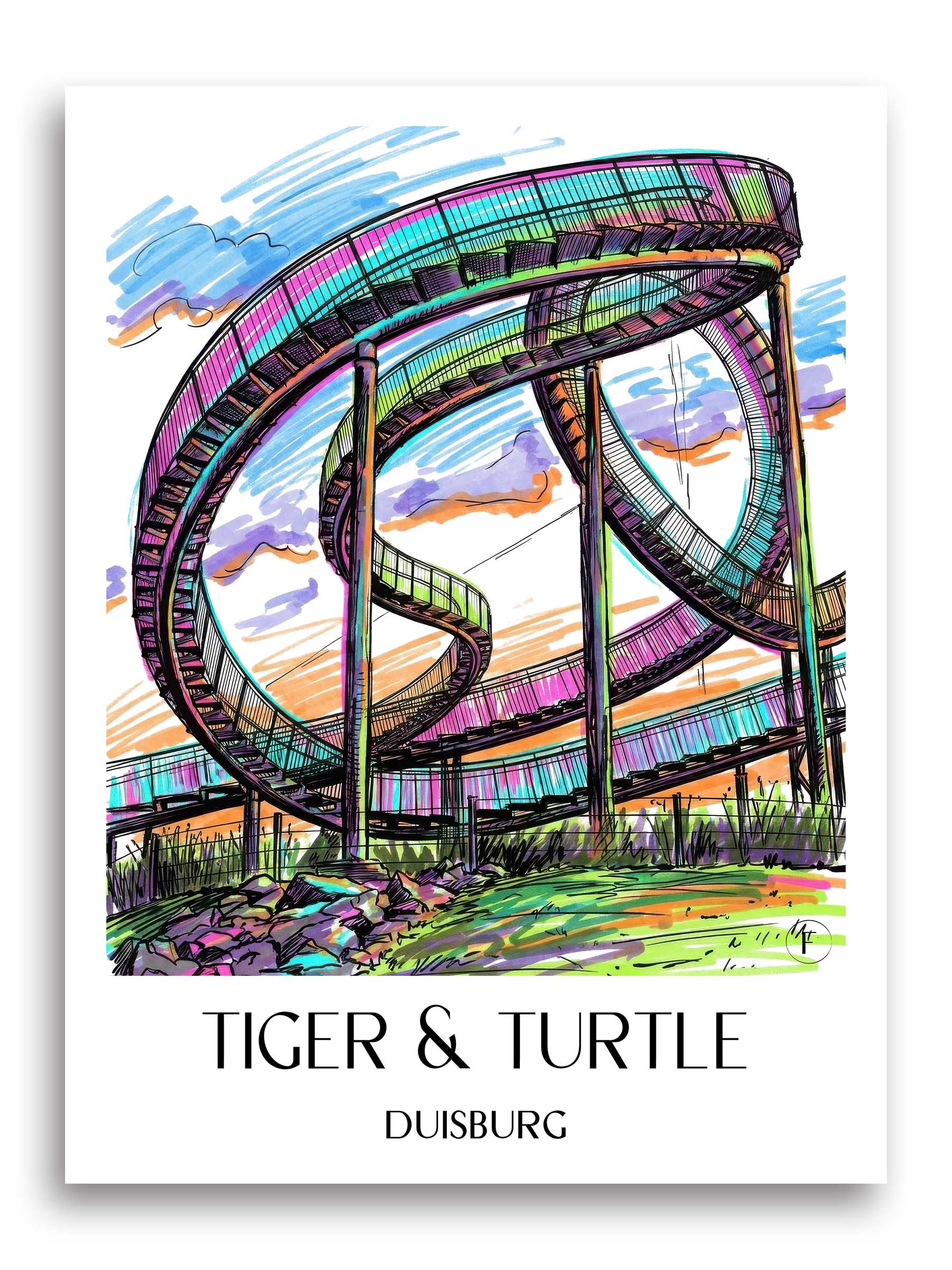 Tiger & Turtle Poster - Duisburg - Deutschland Kunstdruck - Tag Graffiti von A4 bis A1