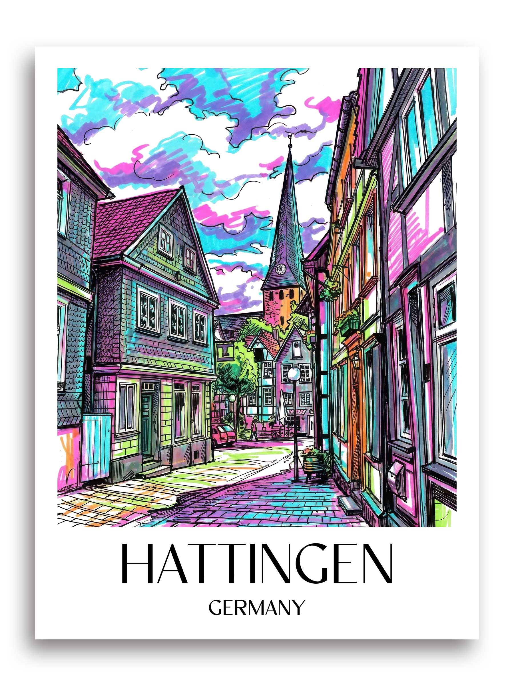 Hattingen Poster - - Deutschland Kunstdruck - Tag Graffiti von A4 bis A1