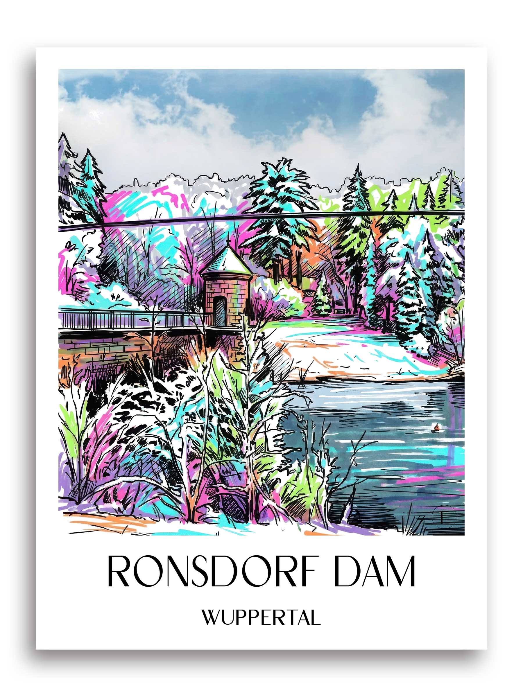 Ronsdorfer Talsperre Poster - Wuppertal - Deutschland Kunstdruck - Tag Graffiti von A4 bis A1