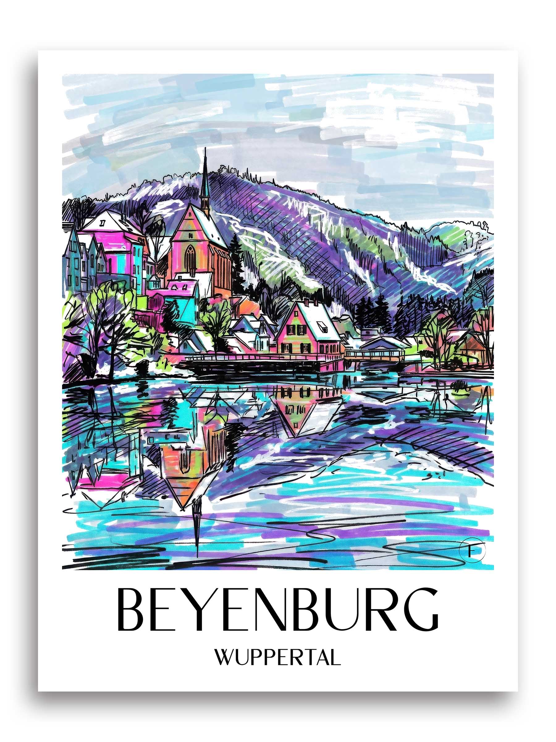 Beyenburg Poster - Wuppertal - Deutschland Kunstdruck - Tag Graffiti von A4 bis A1
