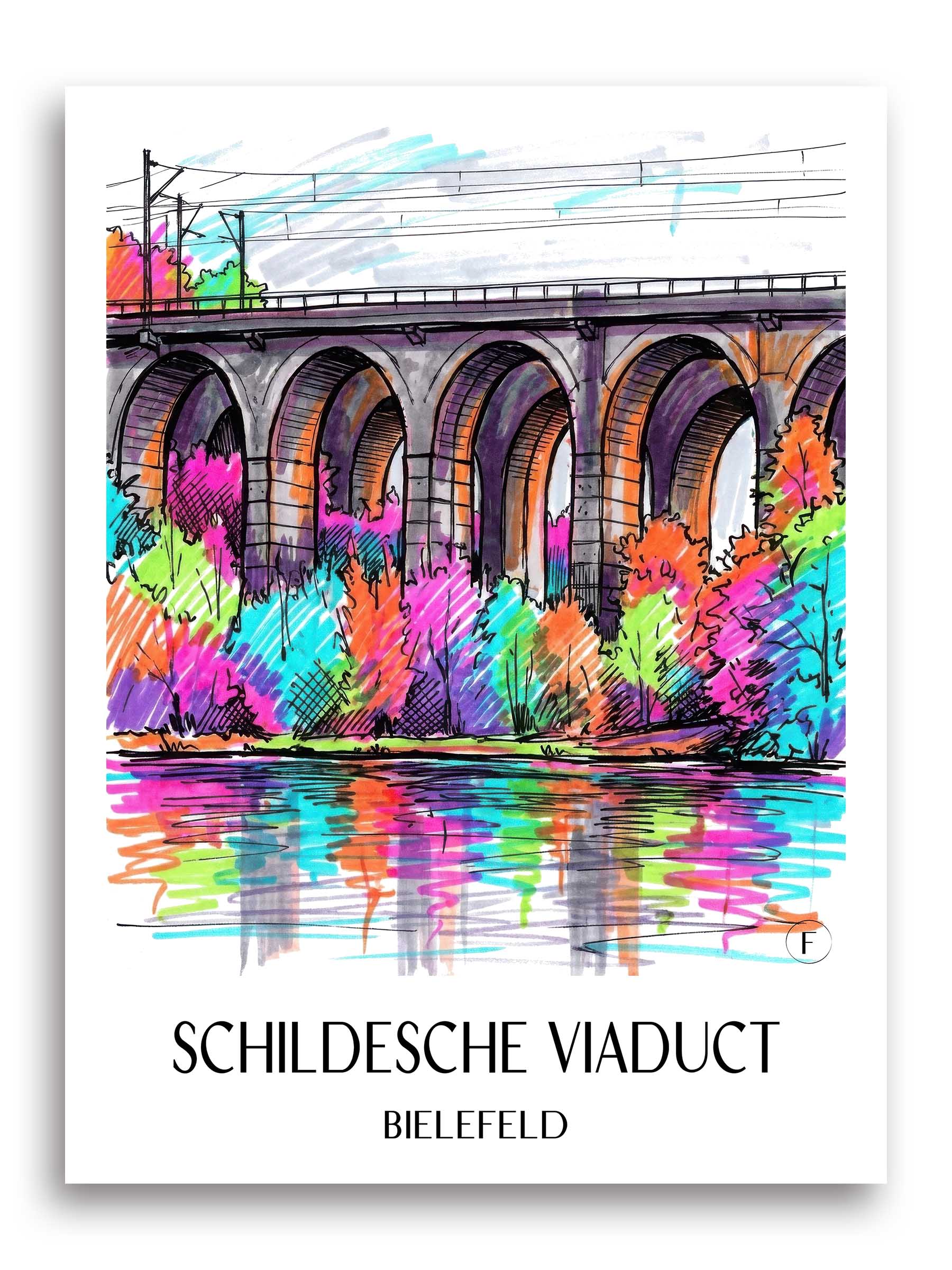 Schildescher Viadukt Poster - Bielefeld - Deutschland Kunstdruck - Tag Graffiti von A4 bis A1