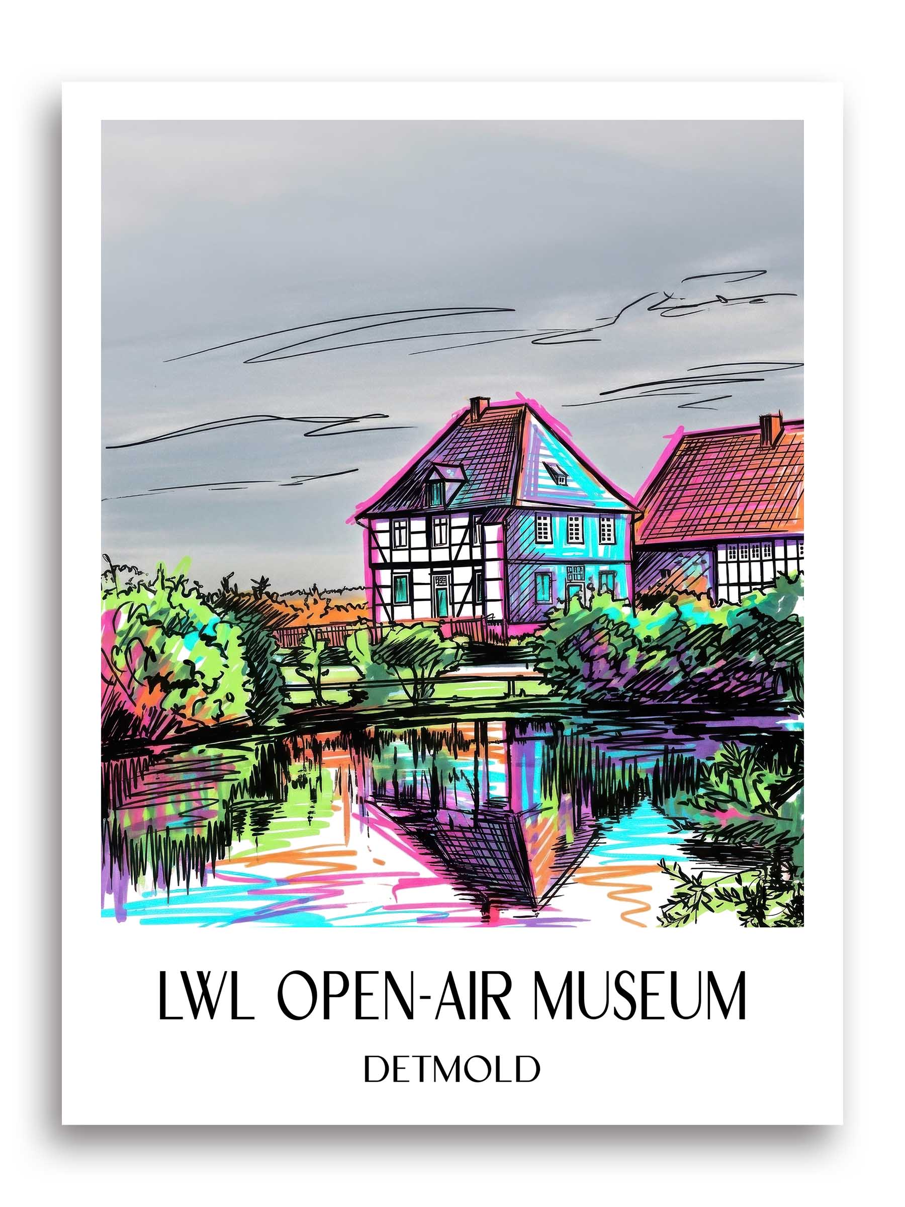 LWL-Freilichtmuseum Poster - Detmold - Deutschland Kunstdruck - Tag Graffiti von A4 bis A1