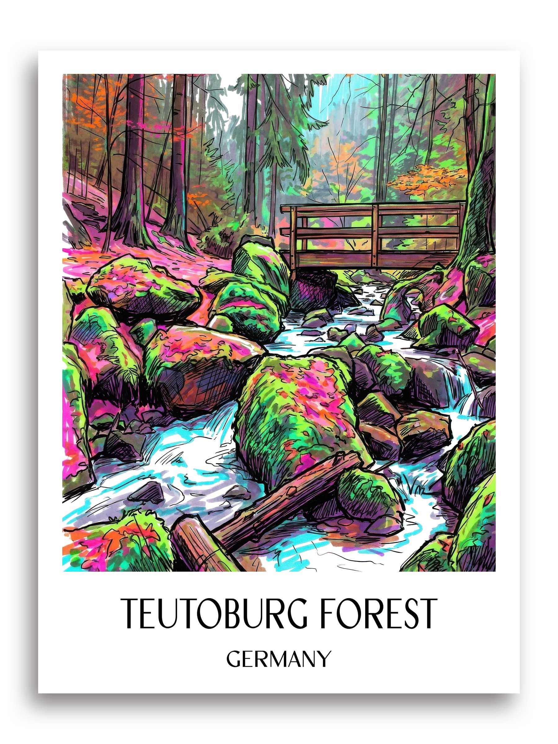 Teutoburger Wald Poster - Ostwestfalen - Deutschland Kunstdruck - Tag Graffiti von A4 bis A1