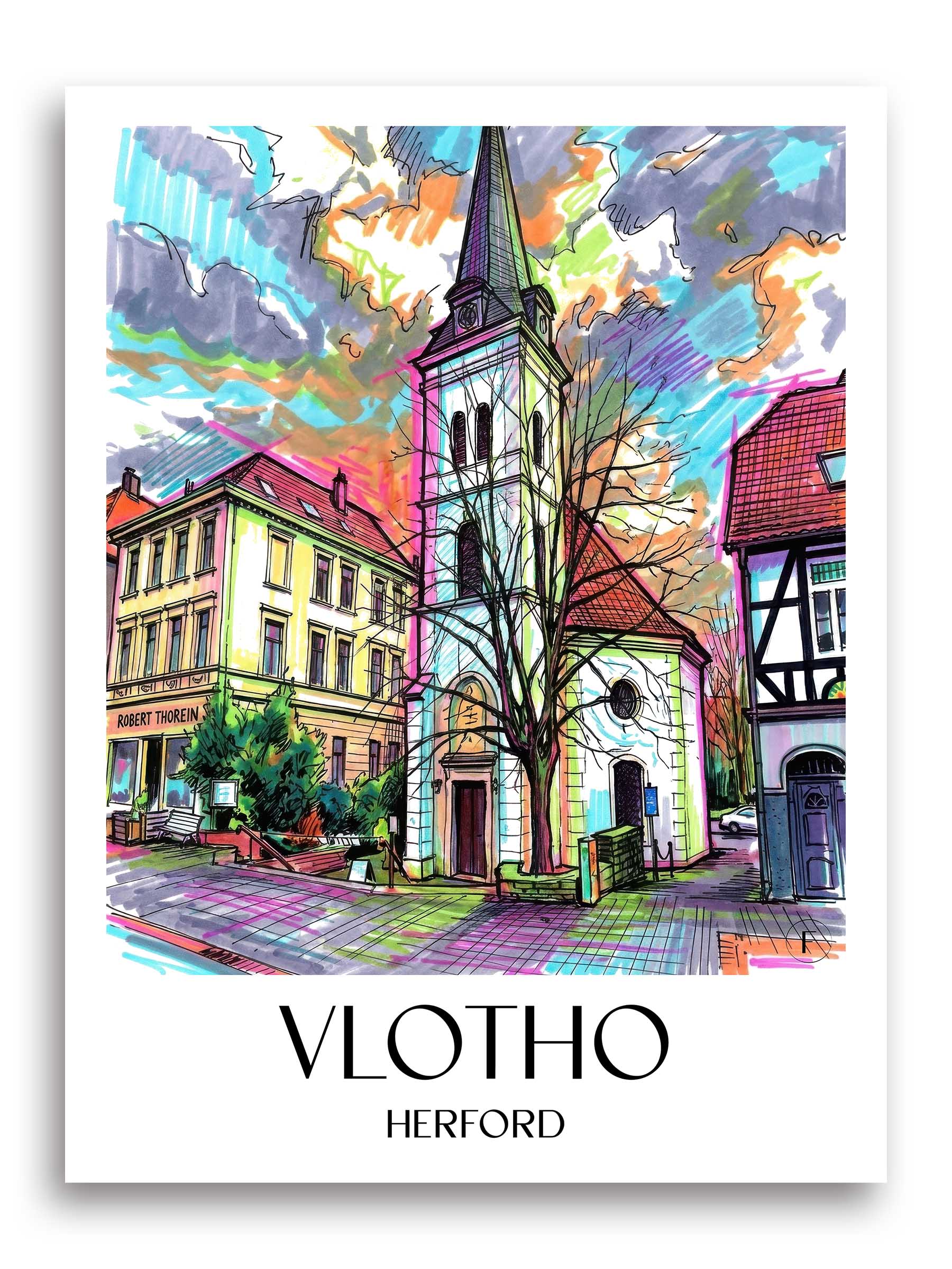Vlotho Poster - Herford - Deutschland Kunstdruck - Tag Graffiti von A4 bis A1