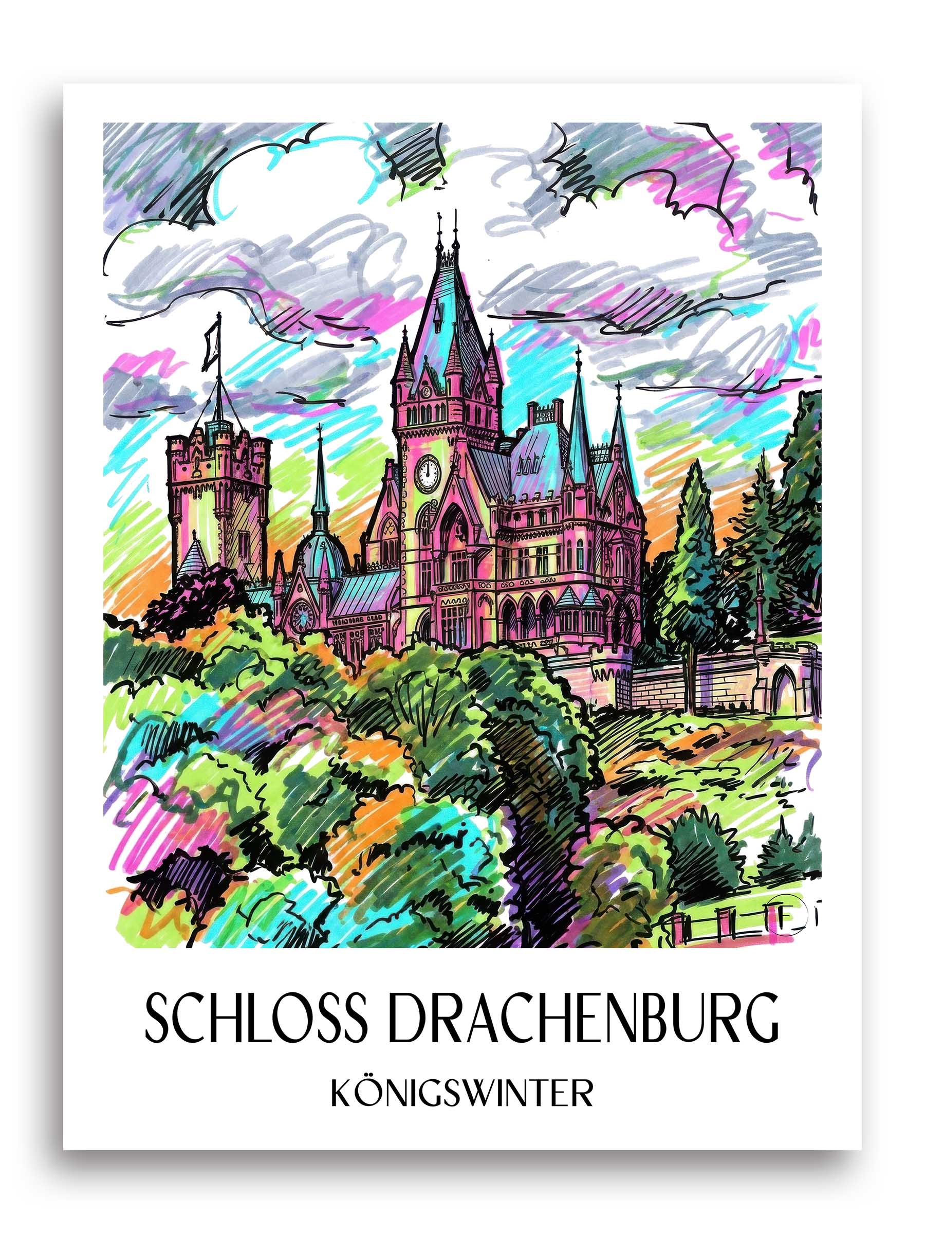 schloss-drachenburg-königswinter-deutschland-poster-graffiti