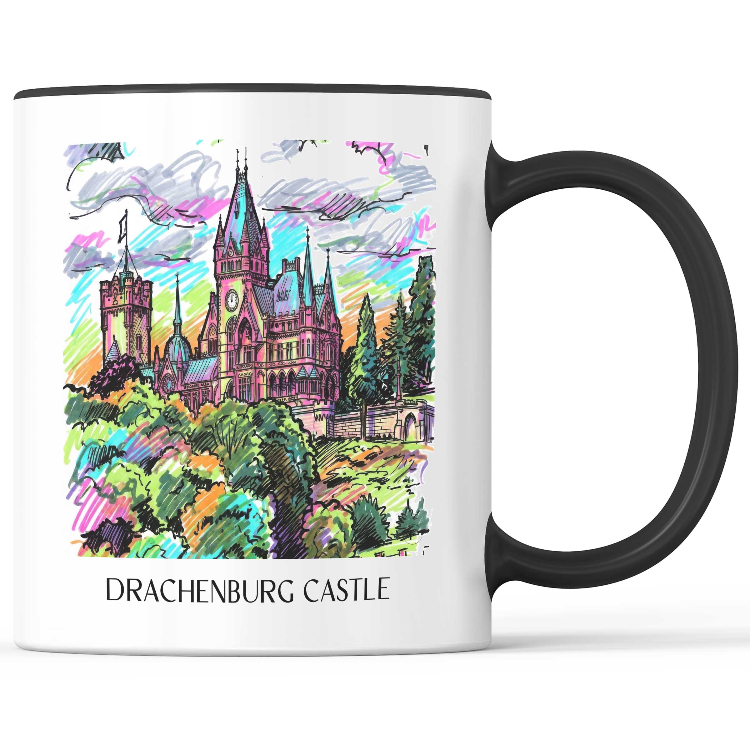 Schloss Drachenburg Kaffeebecher - Königswinter - Deutschland Becher - Kaffeetasse im Tag Graffiti Stil