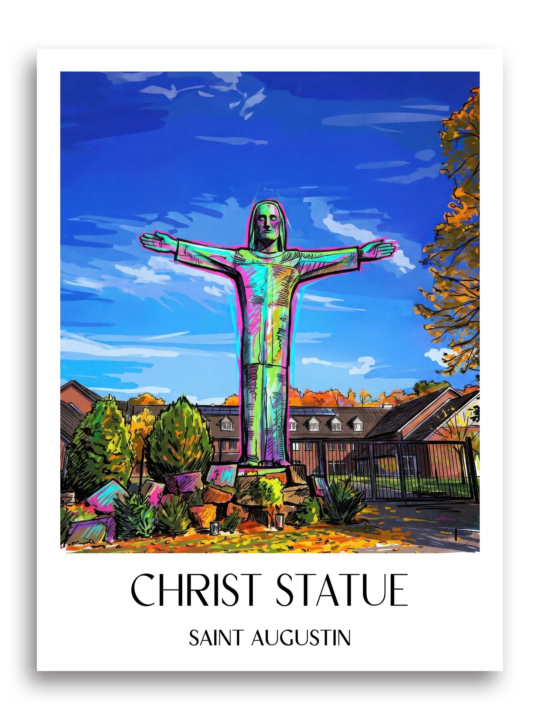 Christusstatue Poster - Sankt Augustin - Deutschland Kunstdruck - Tag Graffiti von A4 bis A1