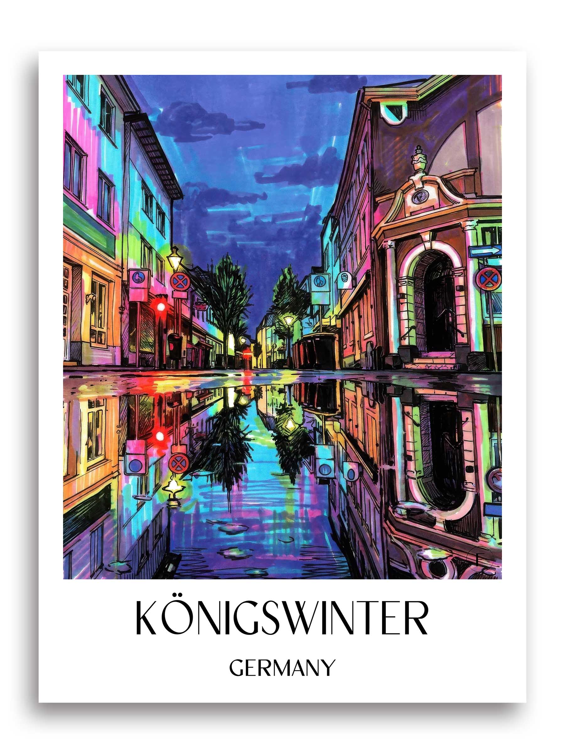 Königswinter Poster - Rheinland - Deutschland Kunstdruck - Tag Graffiti von A4 bis A1