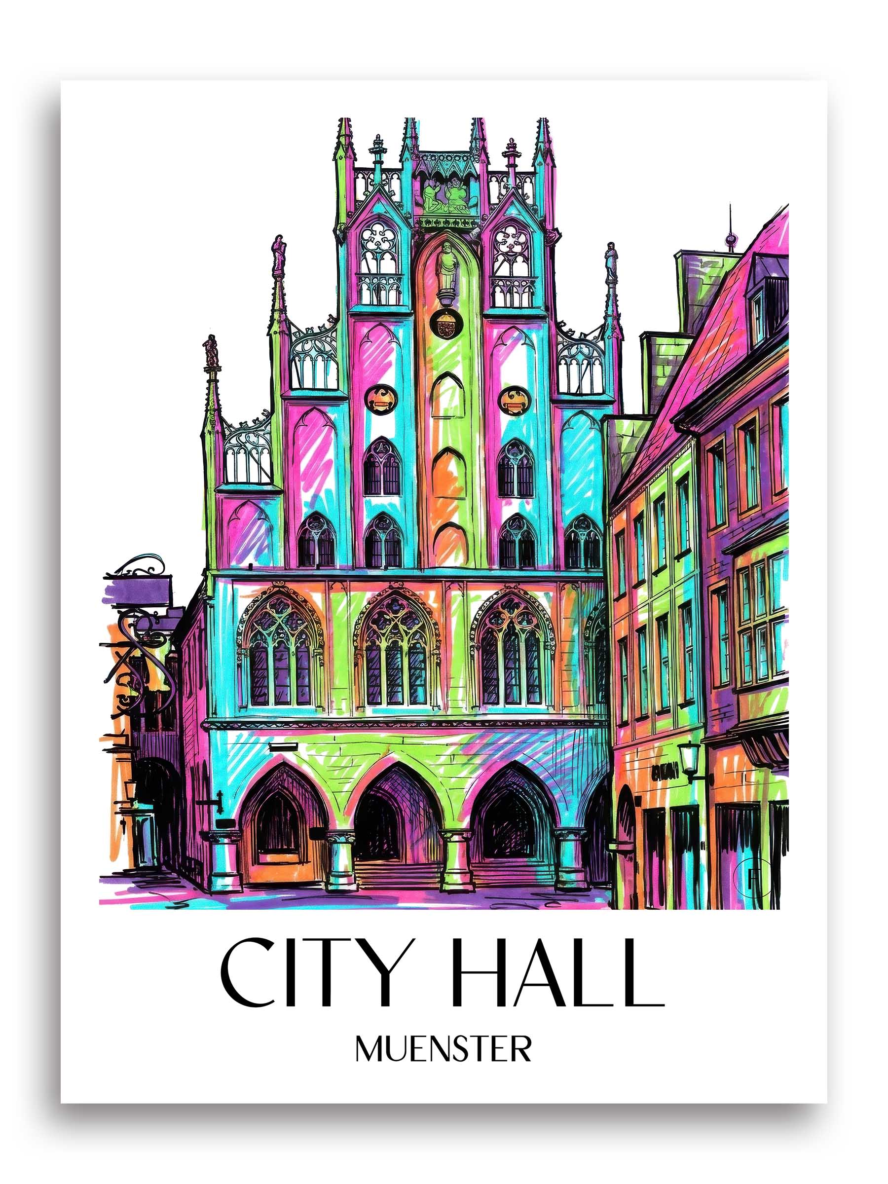 Rathaus Poster - Münster - Deutschland Kunstdruck - Tag Graffiti von A4 bis A1