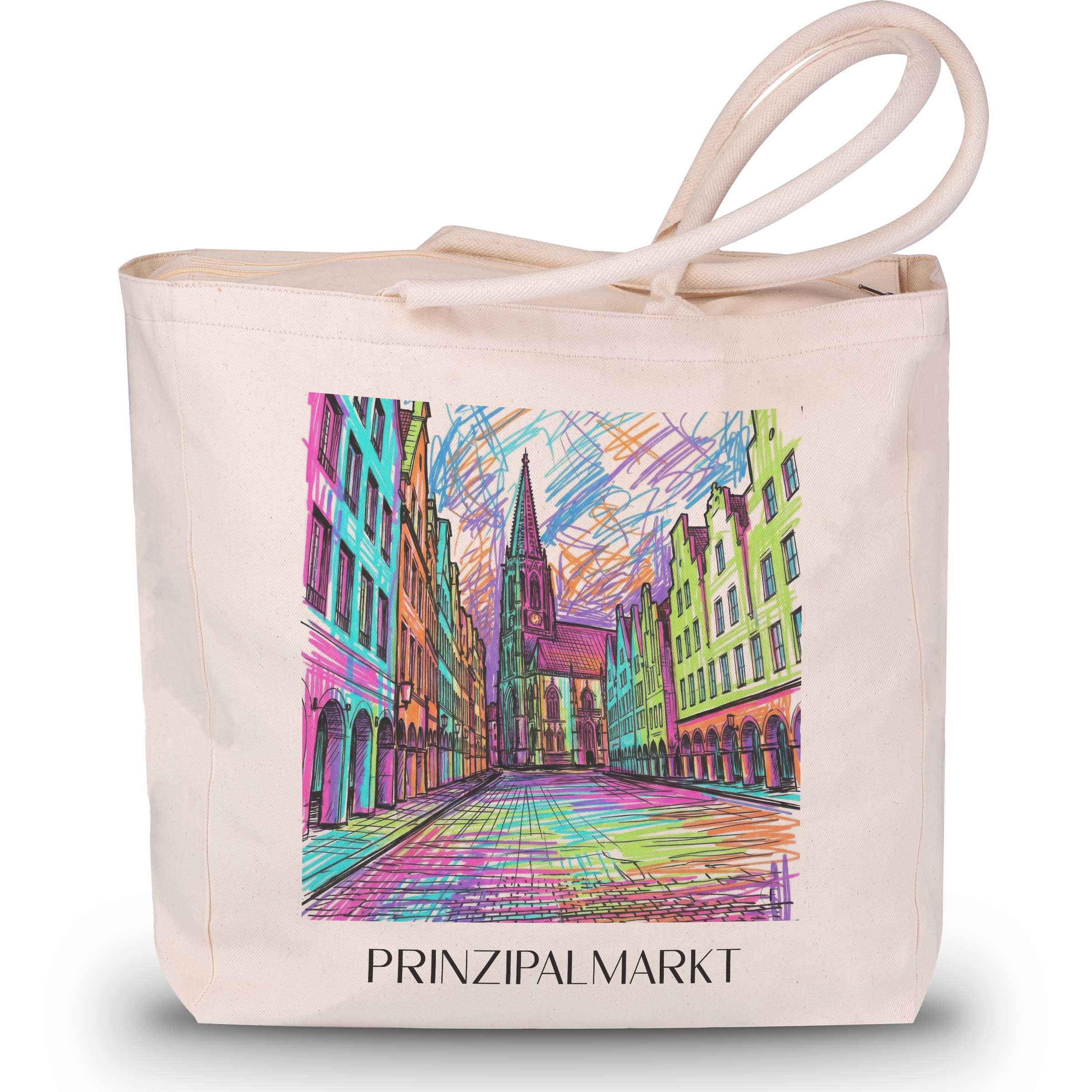 Prinzipalmarkt Shopping Tasche - Münster - Deutschland Tote Bag - Einkaufstasche im Tag Graffiti Stil