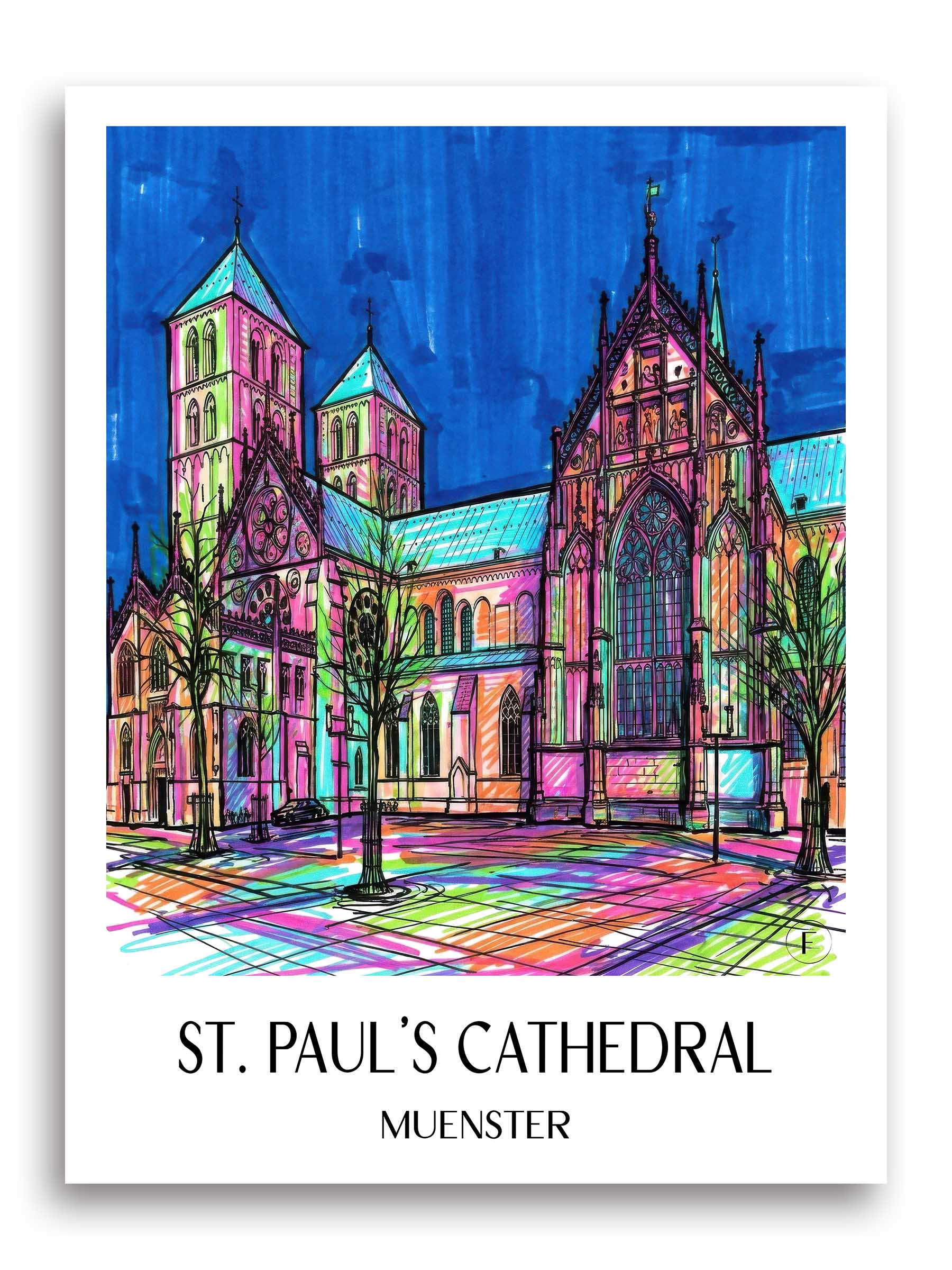 St. Paulus Dom Poster - Münster - Deutschland Kunstdruck - Tag Graffiti von A4 bis A1