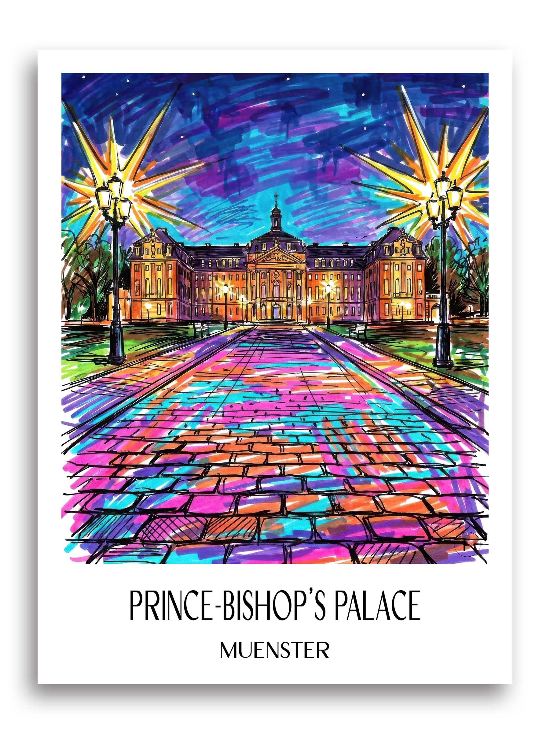 Fürstbischöfliches Schloss Poster - Münster - Deutschland Kunstdruck - Tag Graffiti von A4 bis A1