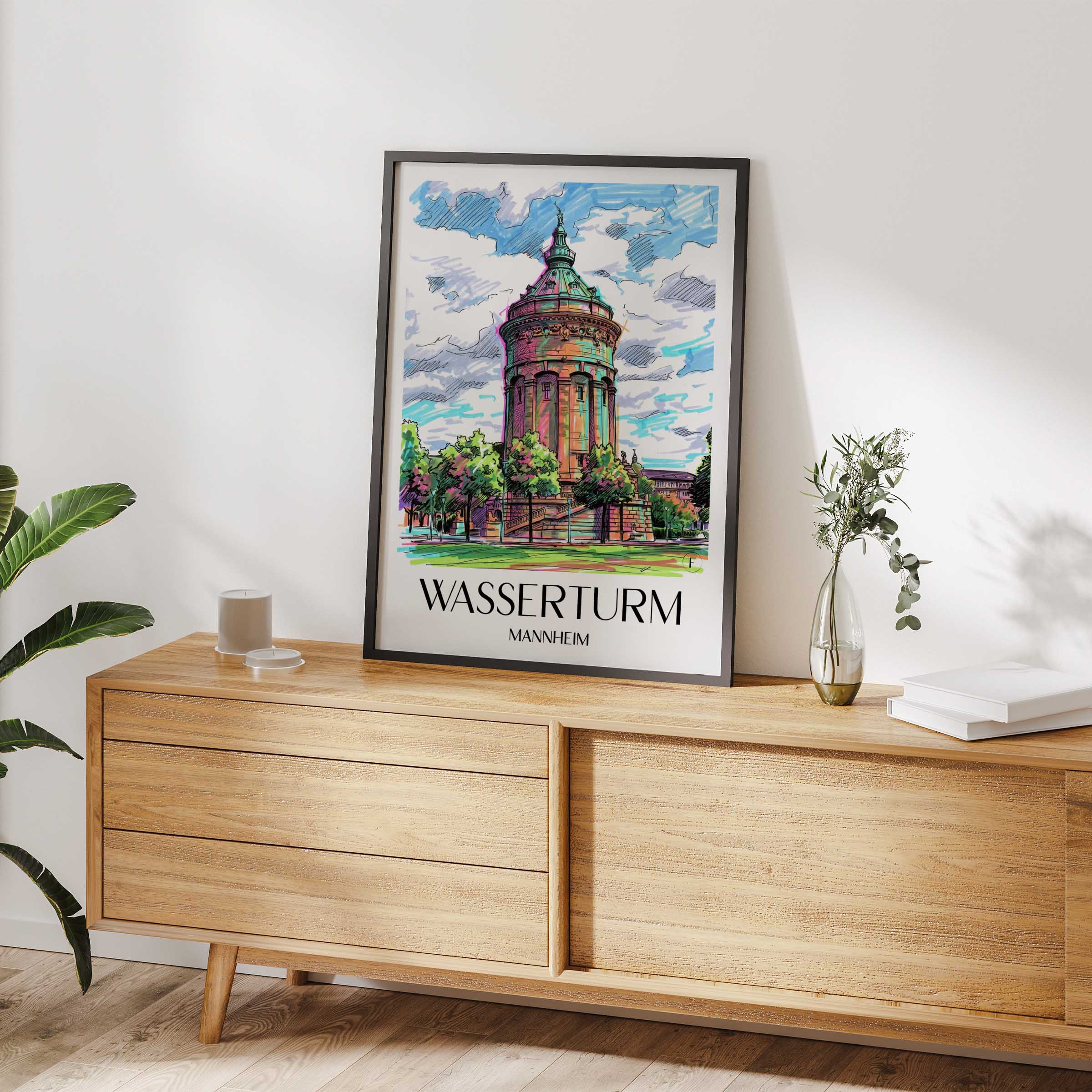 wasserturm-mannheim-deutschland-poster-graffiti