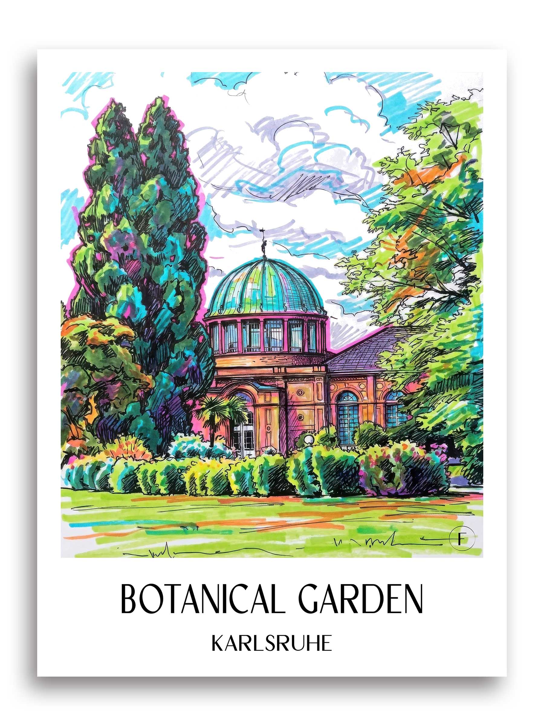 Botanischer Garten Poster - Karlsruhe - Deutschland Kunstdruck - Tag Graffiti von A4 bis A1