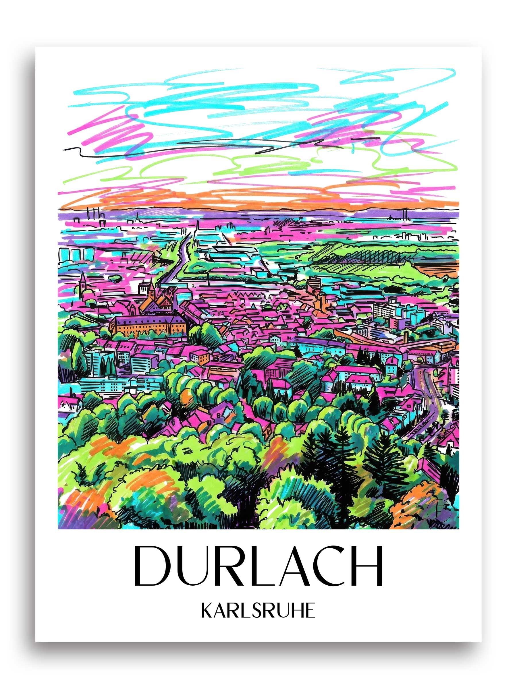 Durlach Poster - Karlsruhe - Deutschland Kunstdruck - Tag Graffiti von A4 bis A1