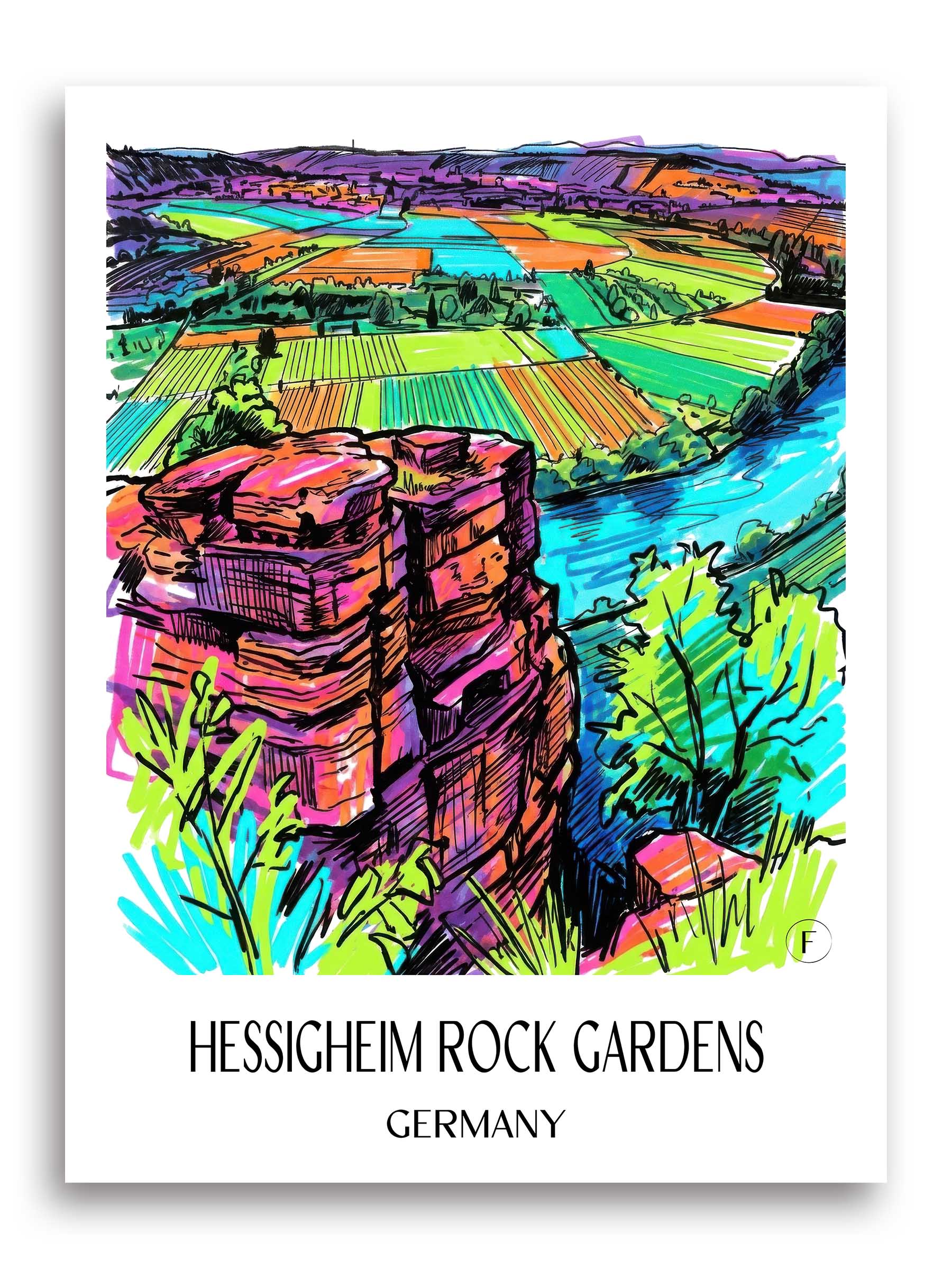Hessigheimer Felsenärten Poster - Neckartal - Deutschland Kunstdruck - Tag Graffiti von A4 bis A1