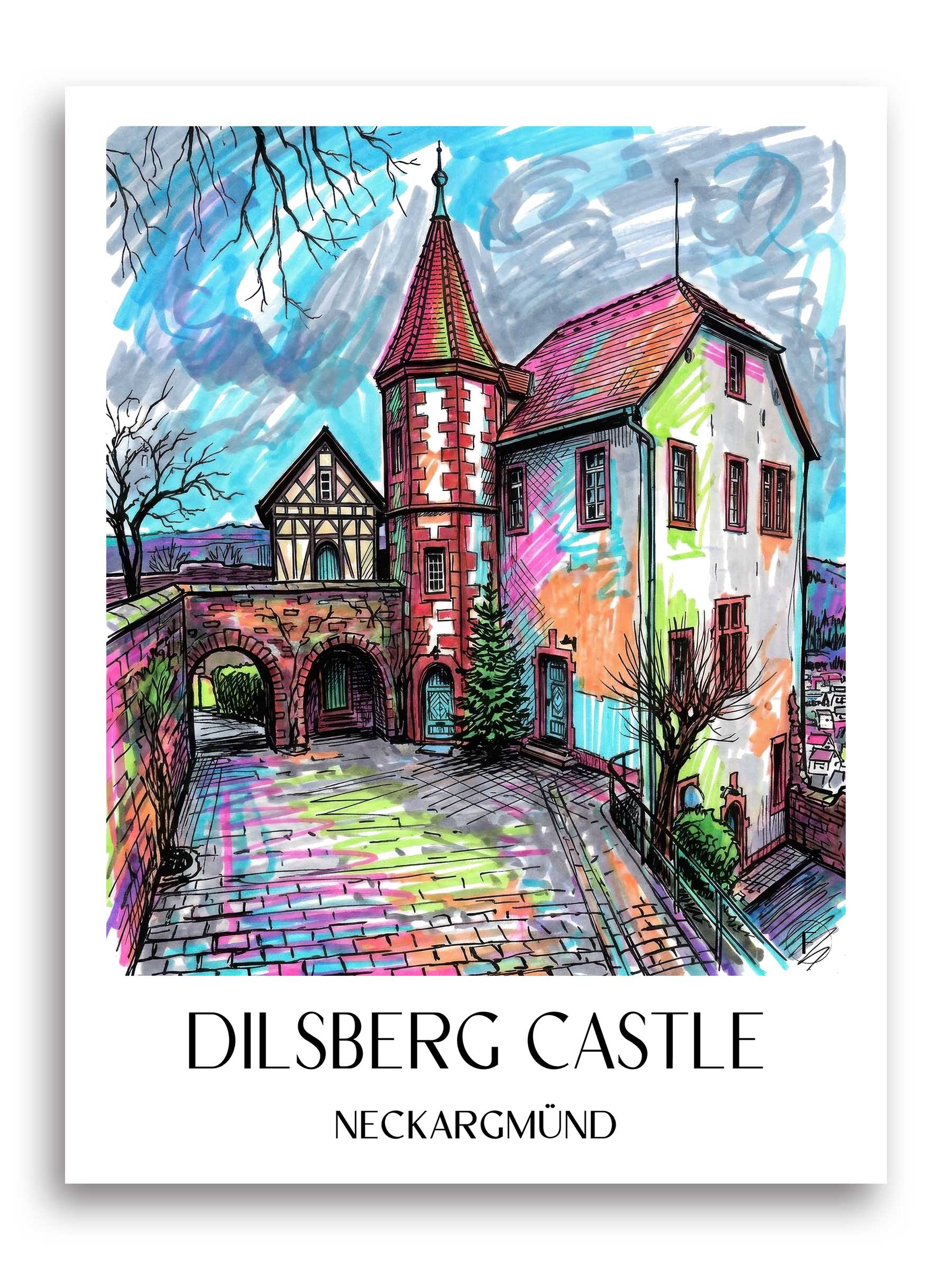 Burgfeste Dilsberg Poster - Neckargmünd - Deutschland Kunstdruck - Tag Graffiti von A4 bis A1