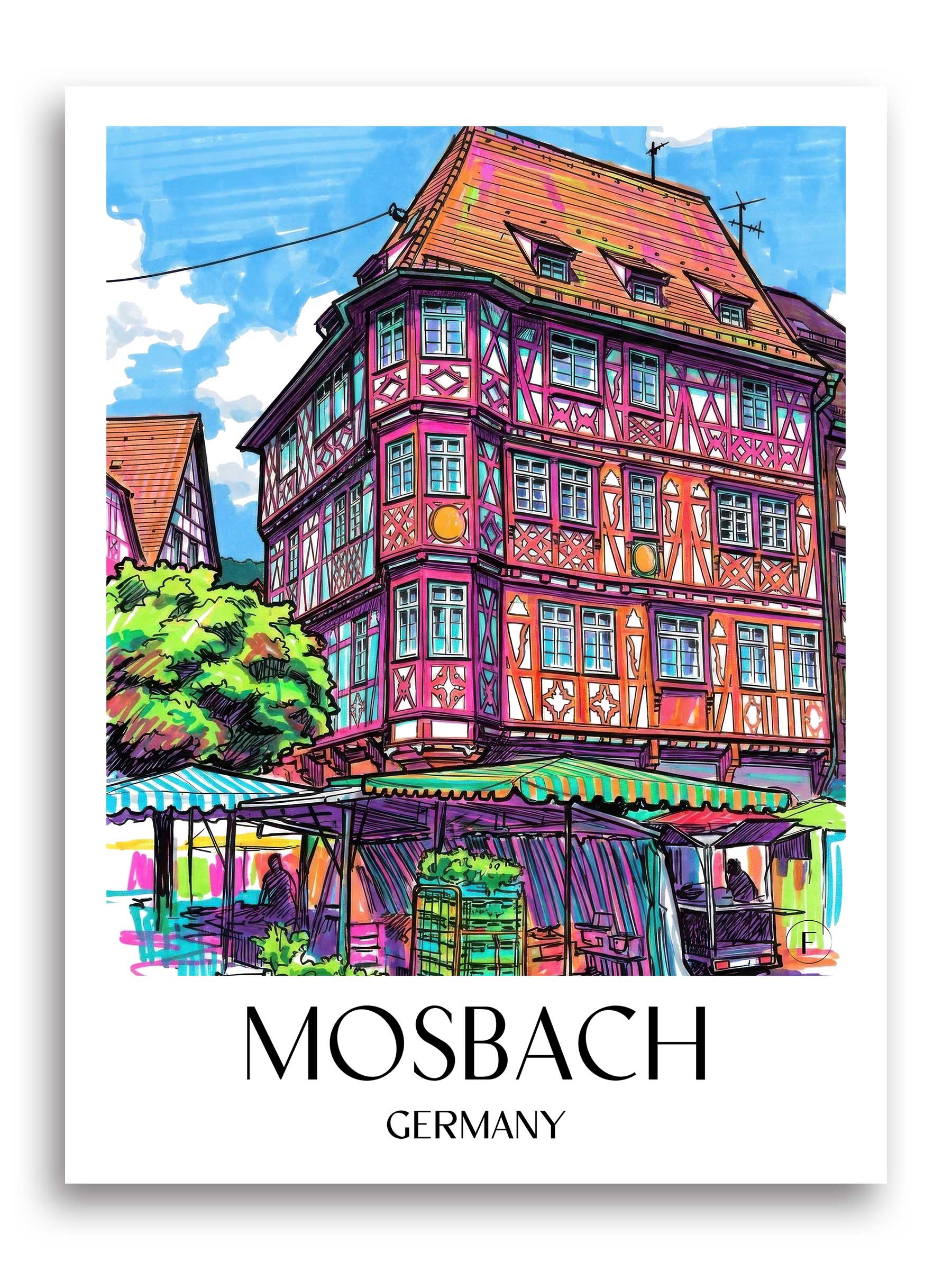 Mosbach Poster - Neckartal - Deutschland Kunstdruck - Tag Graffiti von A4 bis A1