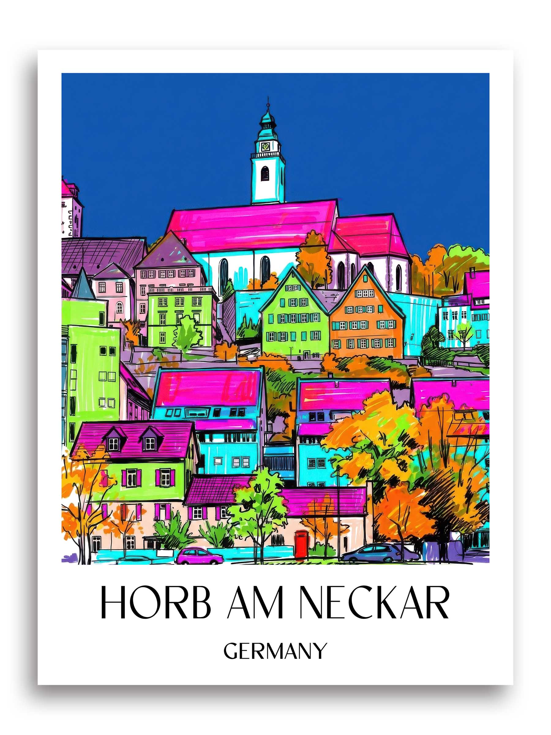 Horb am Neckar Poster - Neckartal - Deutschland Kunstdruck - Tag Graffiti von A4 bis A1
