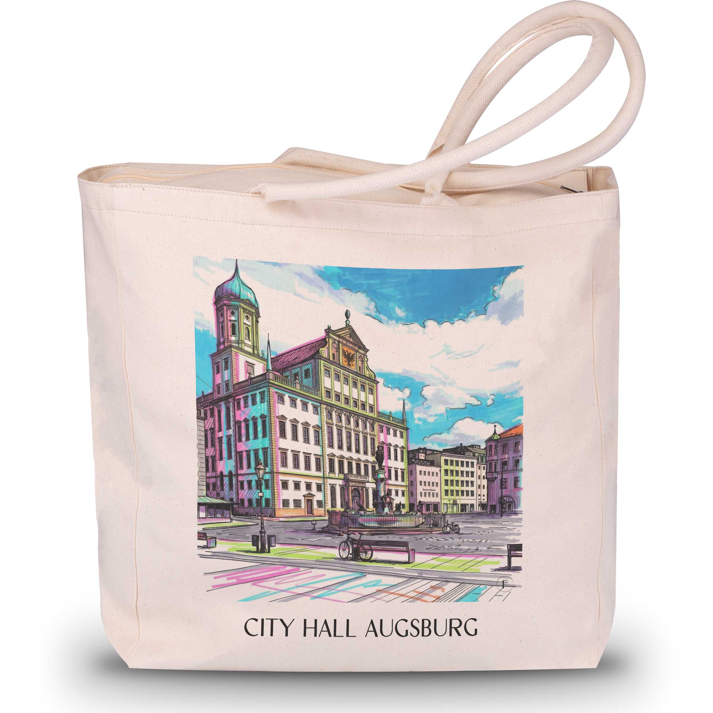 Rathaus Shopping Tasche - Augsburg - Deutschland Tote Bag - Einkaufstasche im Tag Graffiti Stil