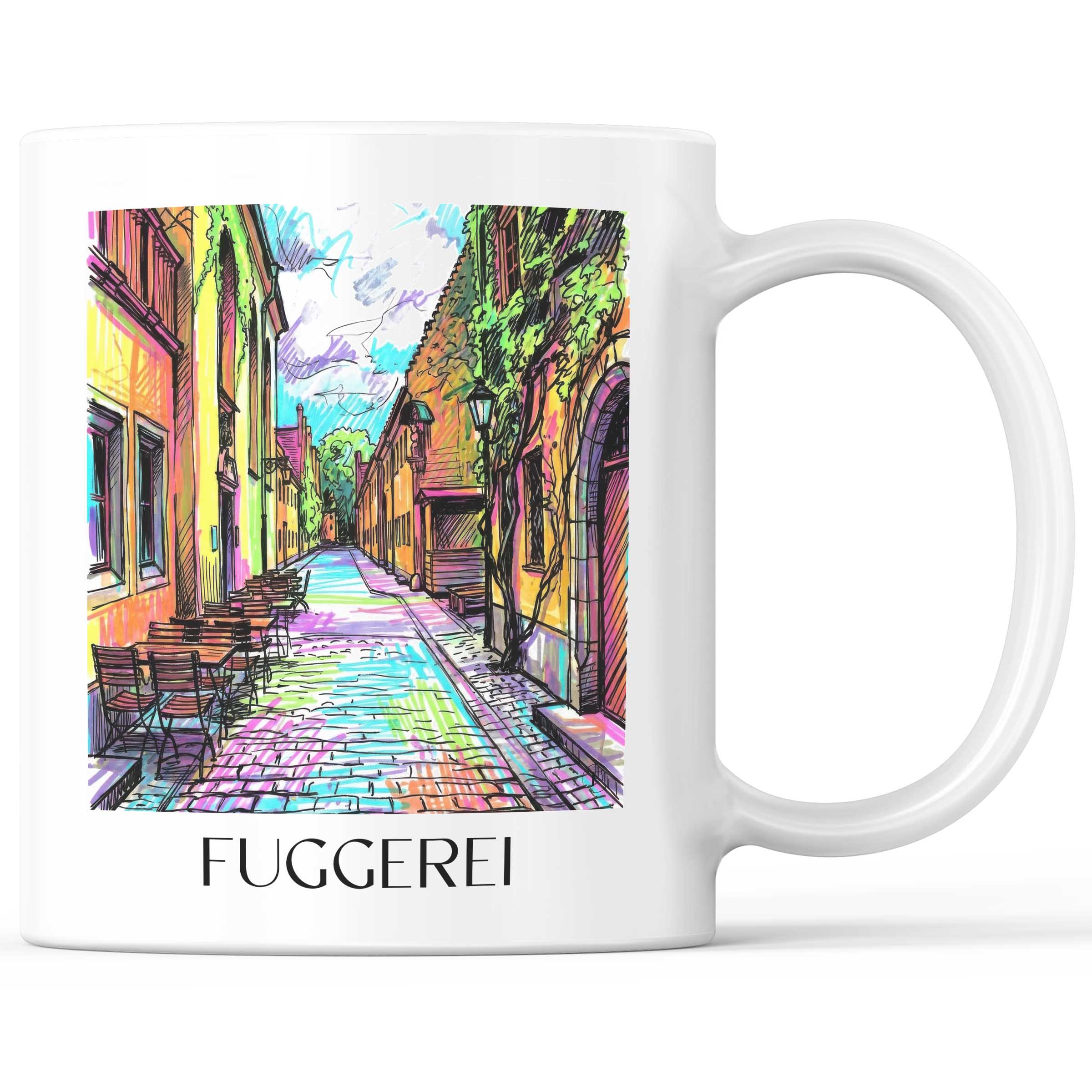 Fuggerei Kaffeebecher - Augsburg - Deutschland Becher - Kaffeetasse im Tag Graffiti Stil