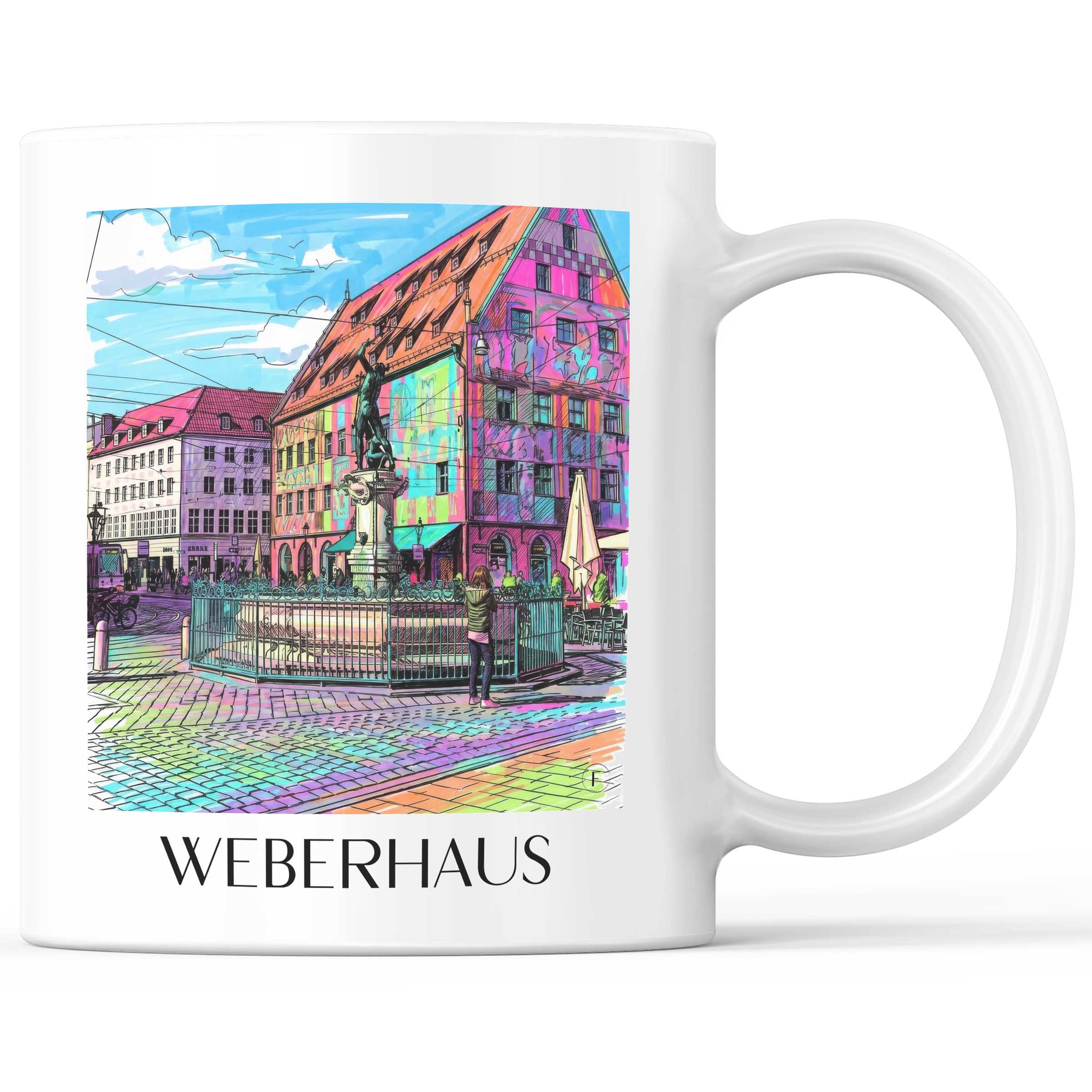 Weberhaus Kaffeebecher - Augsburg - Deutschland Becher - Kaffeetasse im Tag Graffiti Stil