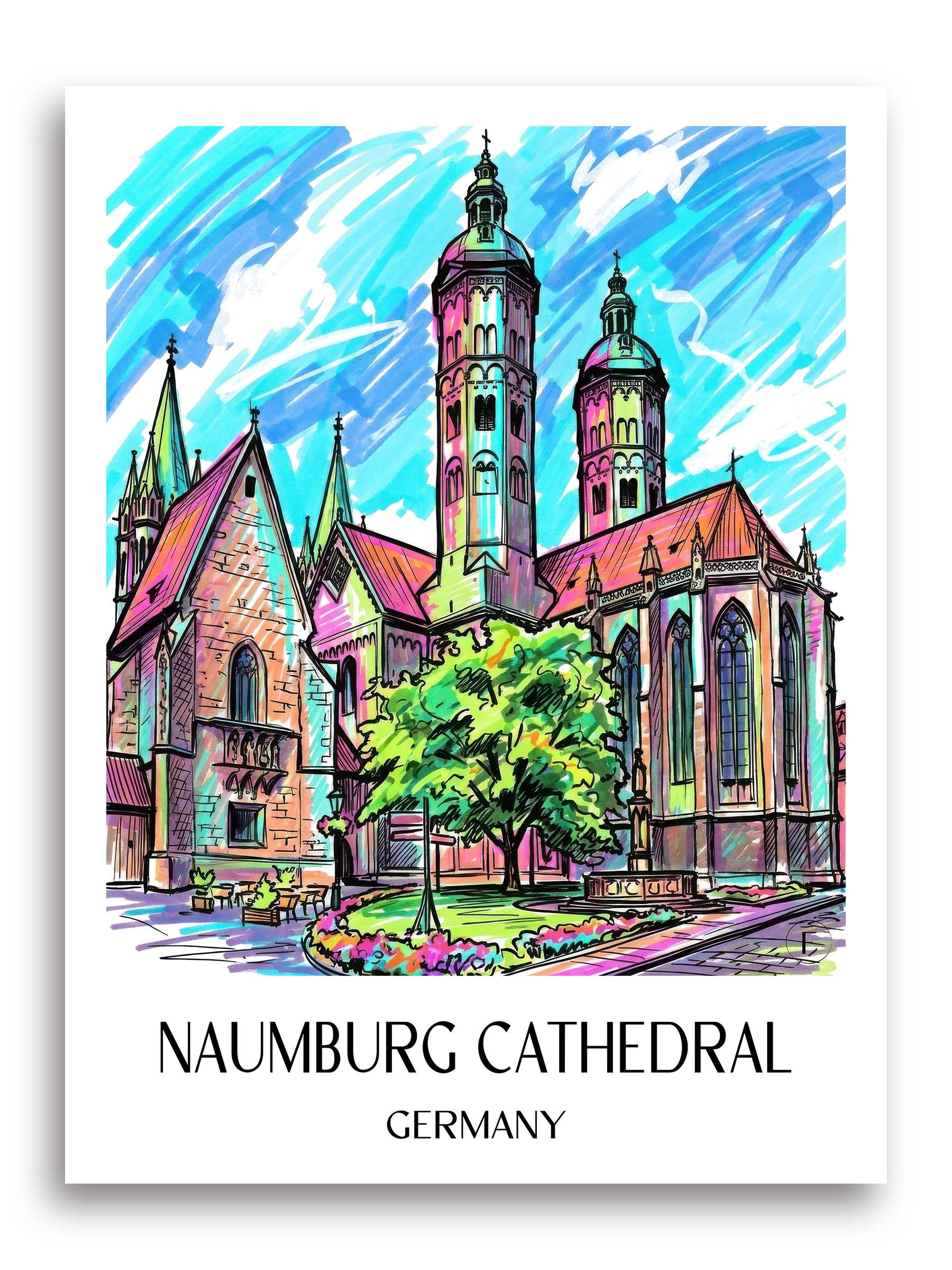 Naumburger Dom Poster - Saale - Deutschland Kunstdruck - Tag Graffiti von A4 bis A1