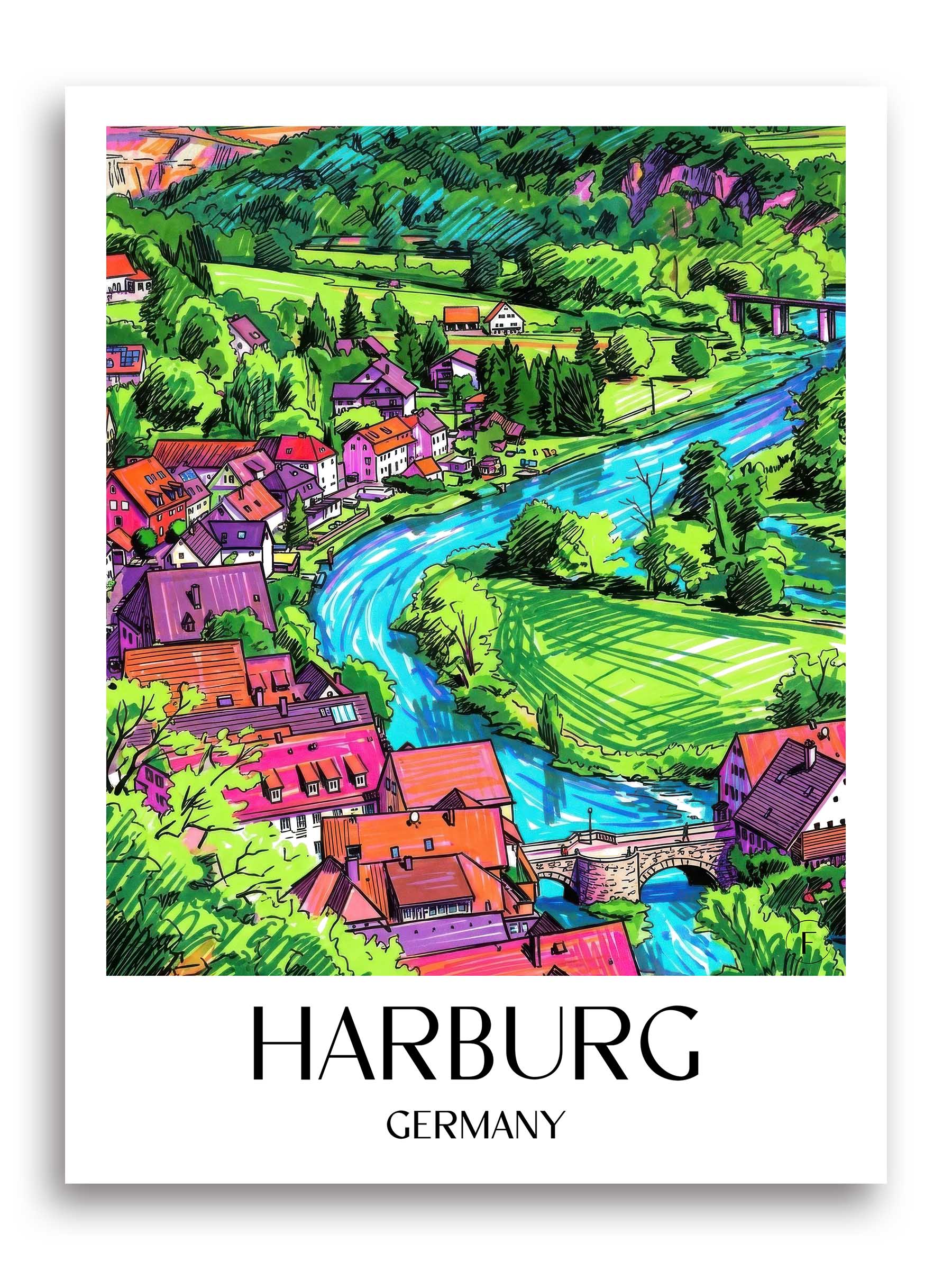 Harburg Poster - Schwaben - Deutschland Kunstdruck - Tag Graffiti von A4 bis A1