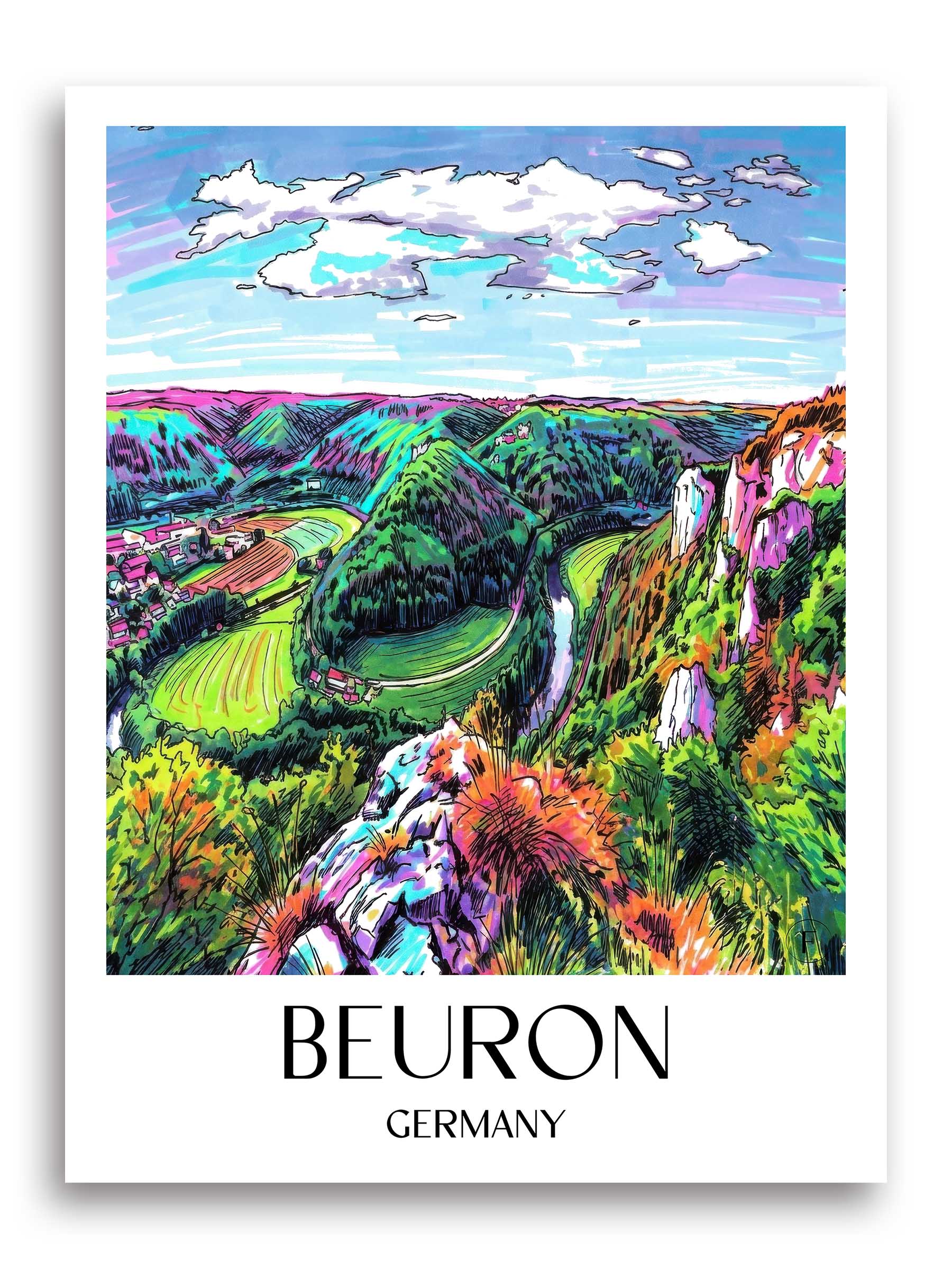 Beuron Poster - Donautal - Deutschland Kunstdruck - Tag Graffiti von A4 bis A1
