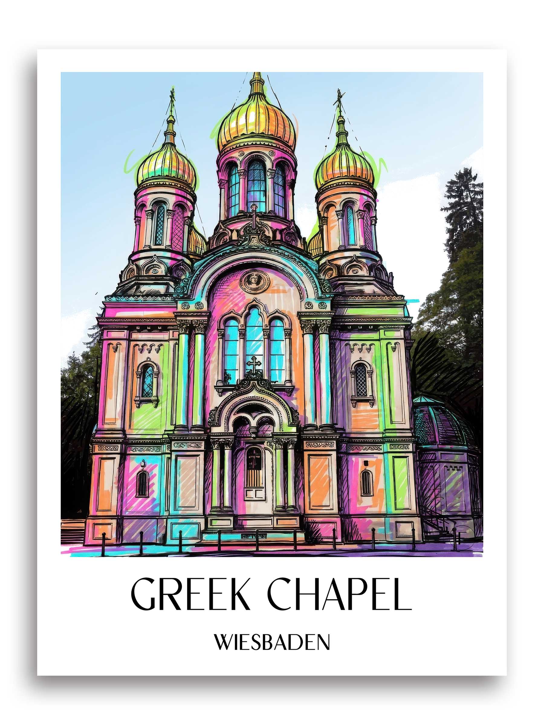 Grichische Kapelle Poster - Wiesbaden - Deutschland Kunstdruck - Tag Graffiti von A4 bis A1