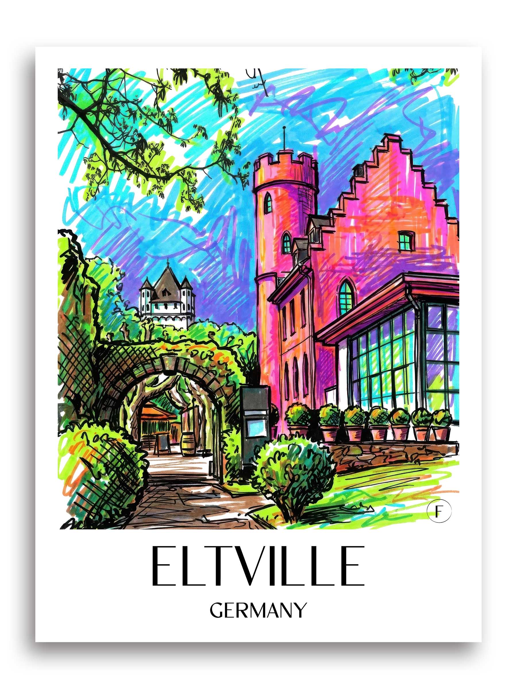 Eltville Poster - Rheingau - Deutschland Kunstdruck - Tag Graffiti von A4 bis A1