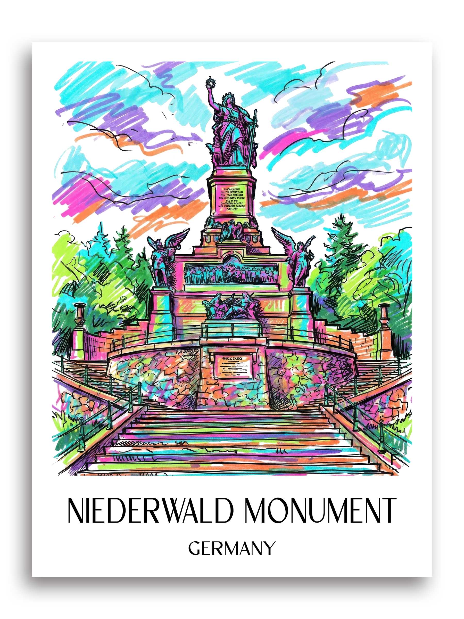 Niederwalddenkmal Poster - Rheingau - Deutschland Kunstdruck - Tag Graffiti von A4 bis A1