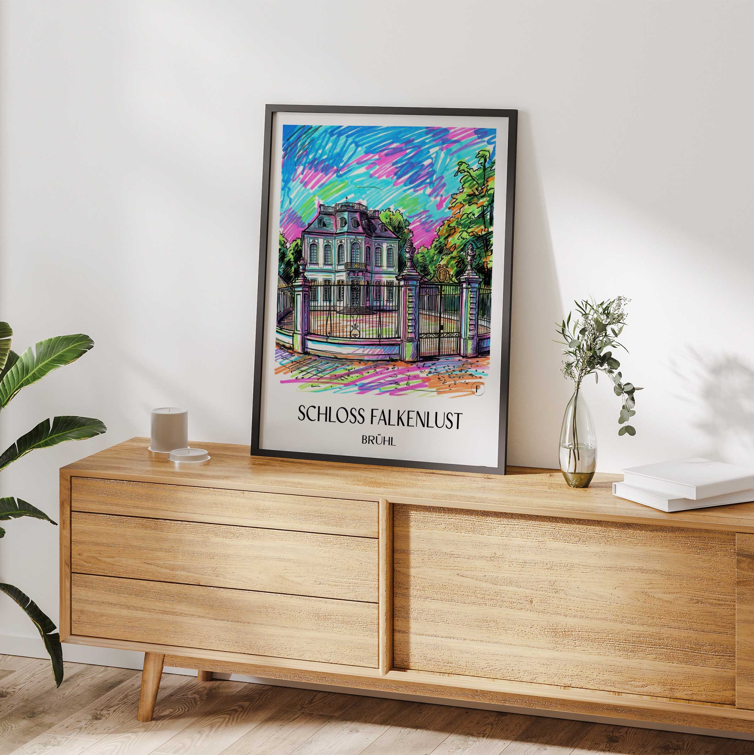 schloss-falkenlust-brühl-deutschland-poster-graffiti