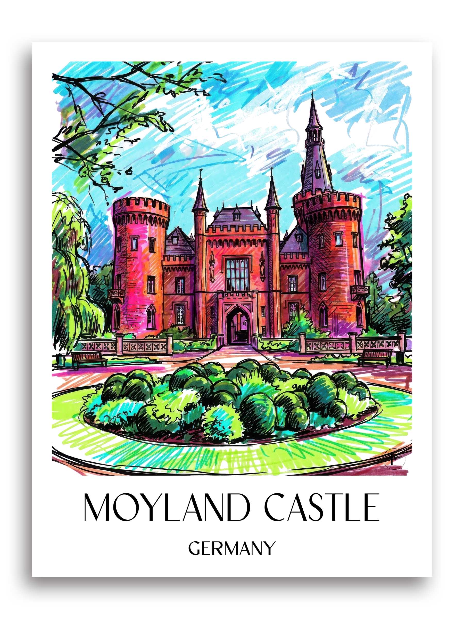 Schloss Moyland Poster - Niederrhein - Deutschland Kunstdruck - Tag Graffiti von A4 bis A1