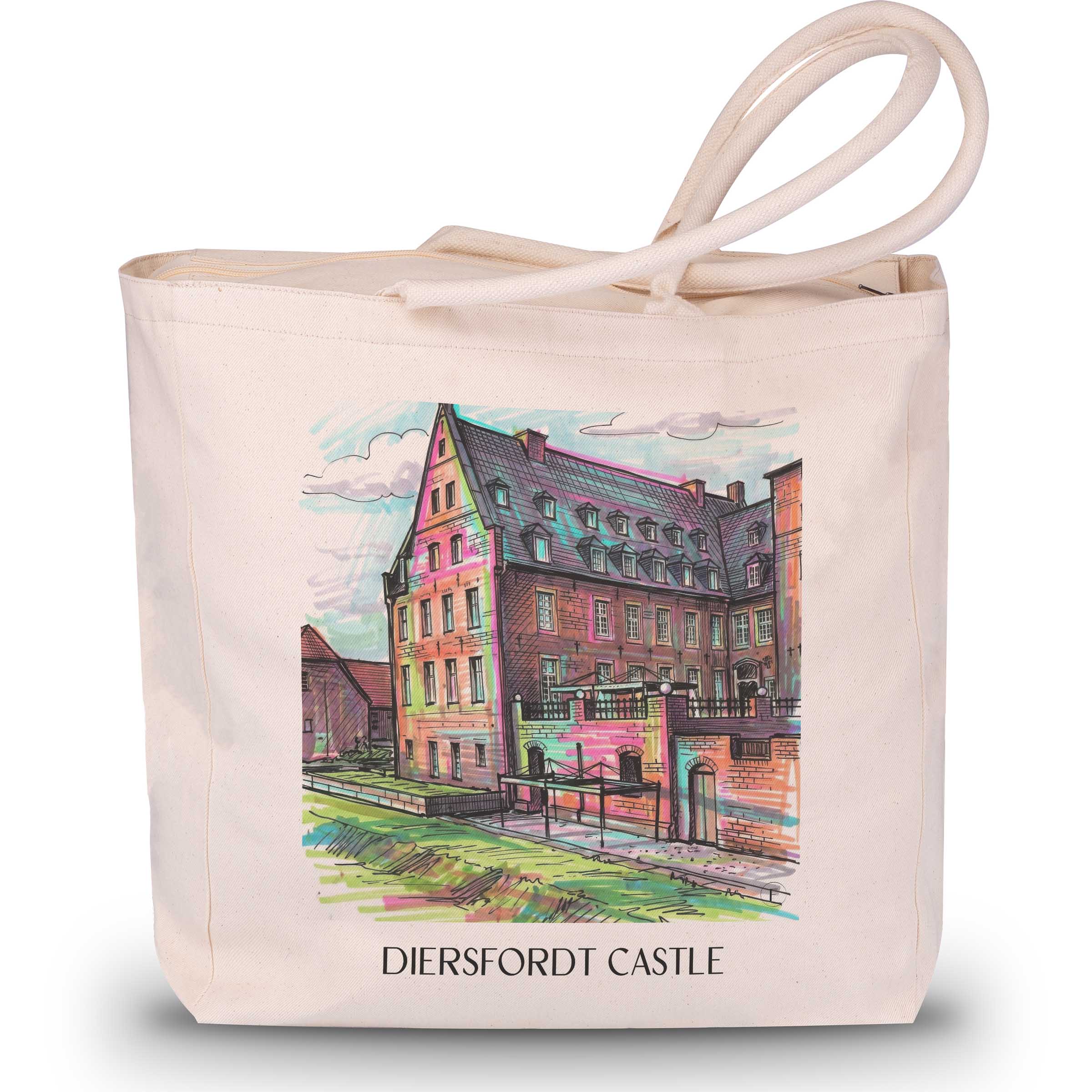 Schloss Diersfordt Shopping Tasche - Wesel - Deutschland Tote Bag - Einkaufstasche im Tag Graffiti Stil
