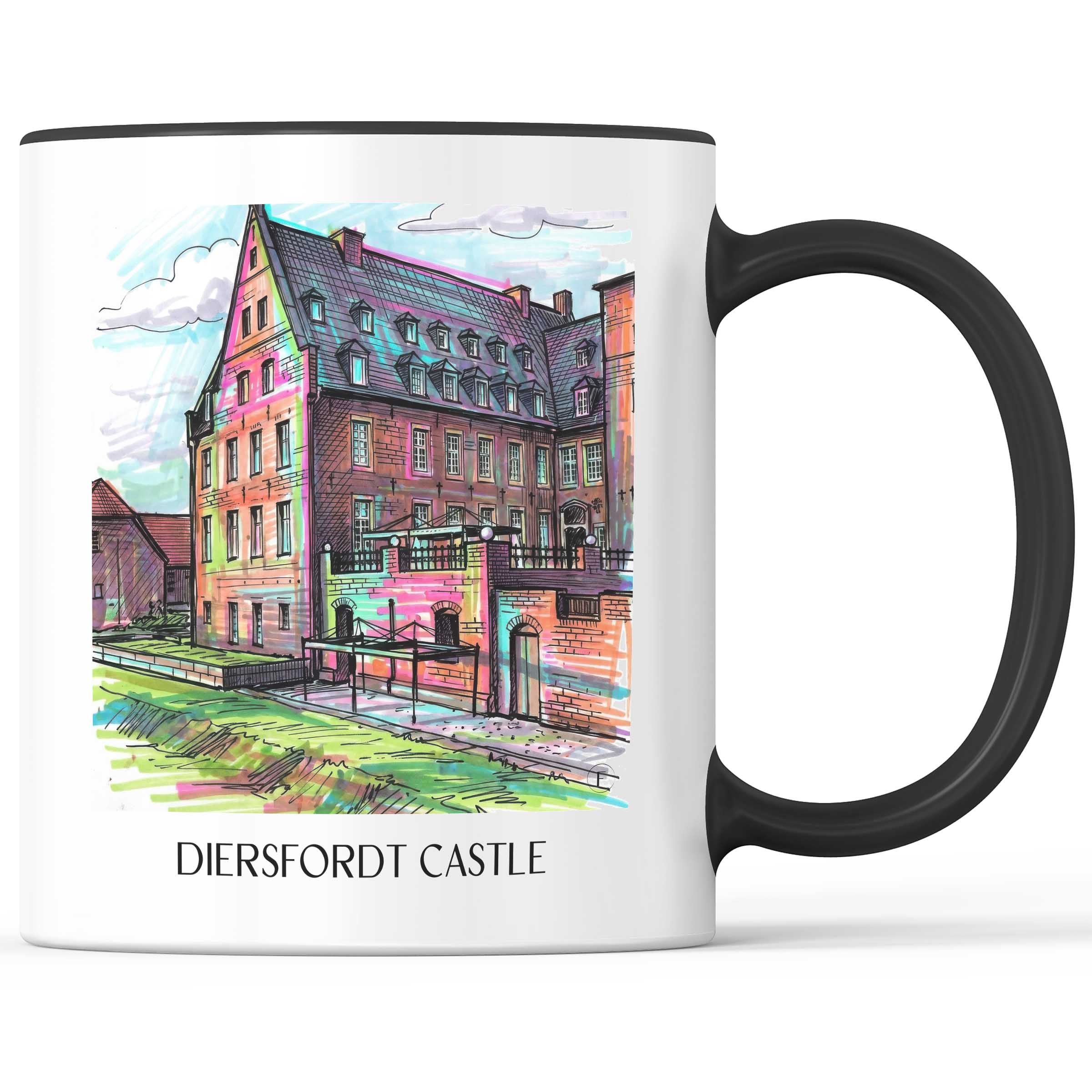 Schloss Diersfordt Kaffeebecher - Wesel - Deutschland Becher - Kaffeetasse im Tag Graffiti Stil